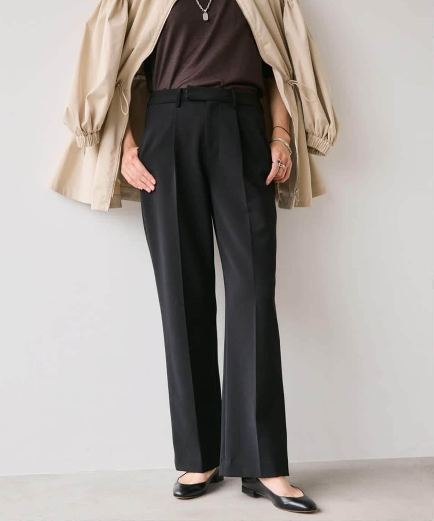 VERMEIL par iena 《追加》ダブルクロス ストレッチパンツ ヴェルメイユ パー イエナ パンツ スラックス・ドレスパンツ ブラック ホワイト ベージュ【送料無料】のサムネイル