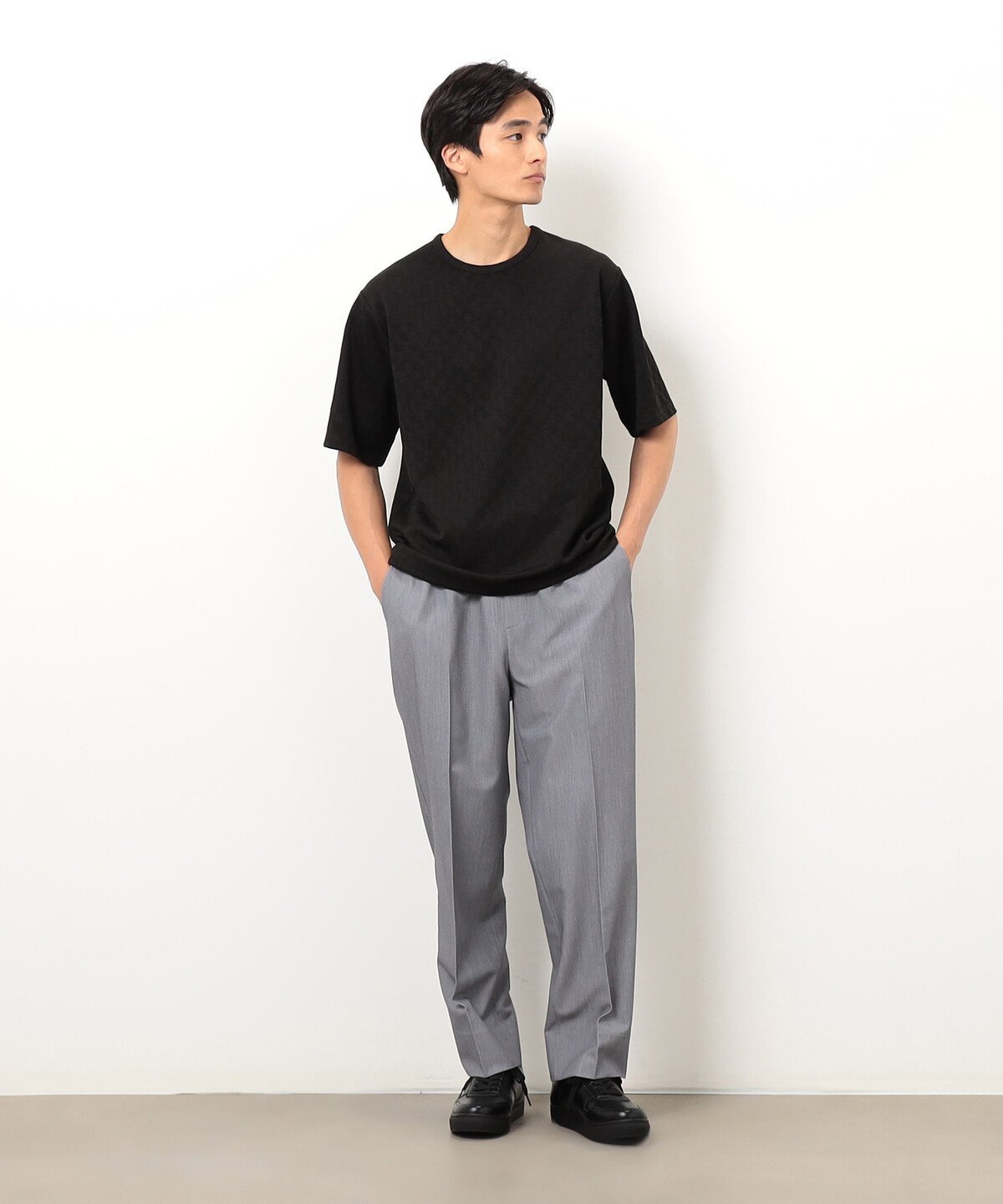 リンクス 市松Tシャツ コムサイズム トップス カットソー・Tシャツ ブラック ホワイト