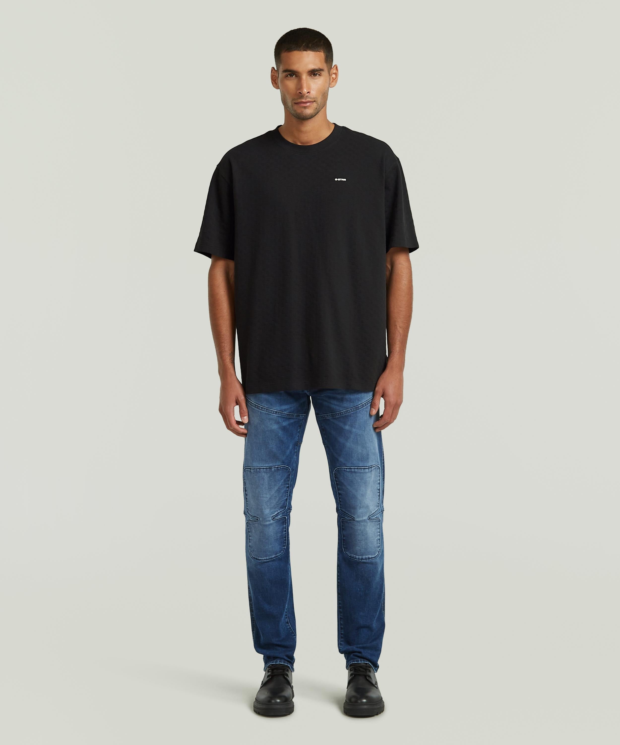 【公式ショップ】Structured Relaxed Base T-Shirt/ワンポイントリラックスオーバーサイズストラクチャーTシャツ ジースターロゥ トップス カットソー・Tシャツ ブラック