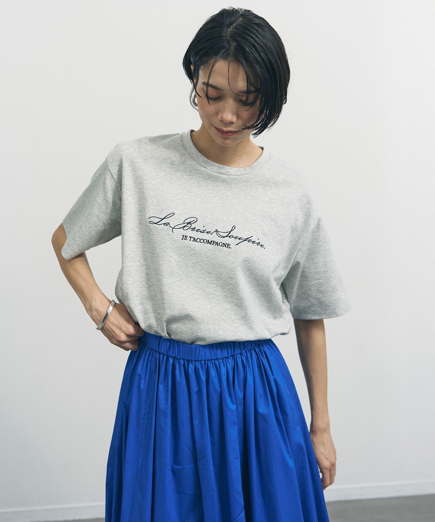 UNFILO L 【新色追加/VERY掲載】BEAUTY FORM-T cotton ロゴ ハーフスリーブ Tシャツ アンフィーロ トップス カットソー・Tシャツ グレー ホワイト ブラウン ネイビー