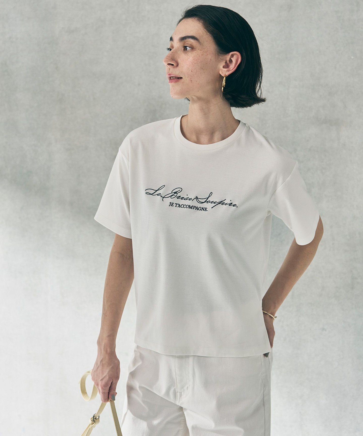 UNFILO L 【新色追加/VERY掲載】BEAUTY FORM-T cotton ロゴ ハーフスリーブ Tシャツ アンフィーロ トップス カットソー・Tシャツ グレー ホワイト ブラウン ネイビー