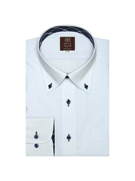 BRICK HOUSE by Tokyo Shirts (M)形態安定ノーアイロン 長袖ワイシャツ ボタンダウン(再生ポリエステル) 袖の長い・大きいサイズ トーキョーシャツ シャツ/ブラウス ワイシャツ ブルー