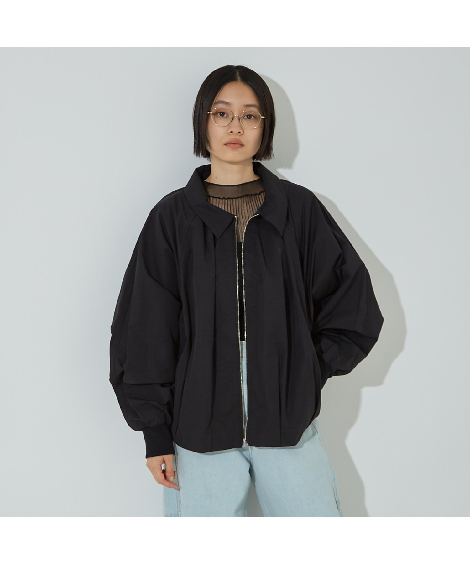 NOMINE 【miry】バルカラー ドルマン ブルゾン ノミネ ジャケット・アウター ブルゾン・ジャンパー カーキグリーン ブラック【送料無料】