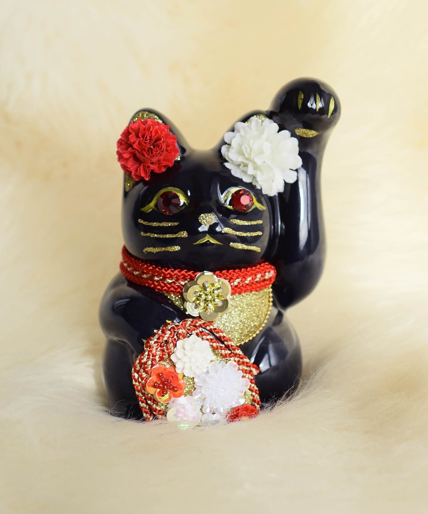 Nico@ntique ニコアンティーク*ご縁猫 招き猫 牡丹(ぼたん) ウタタネ インテリア・生活雑貨 オブジェ・..