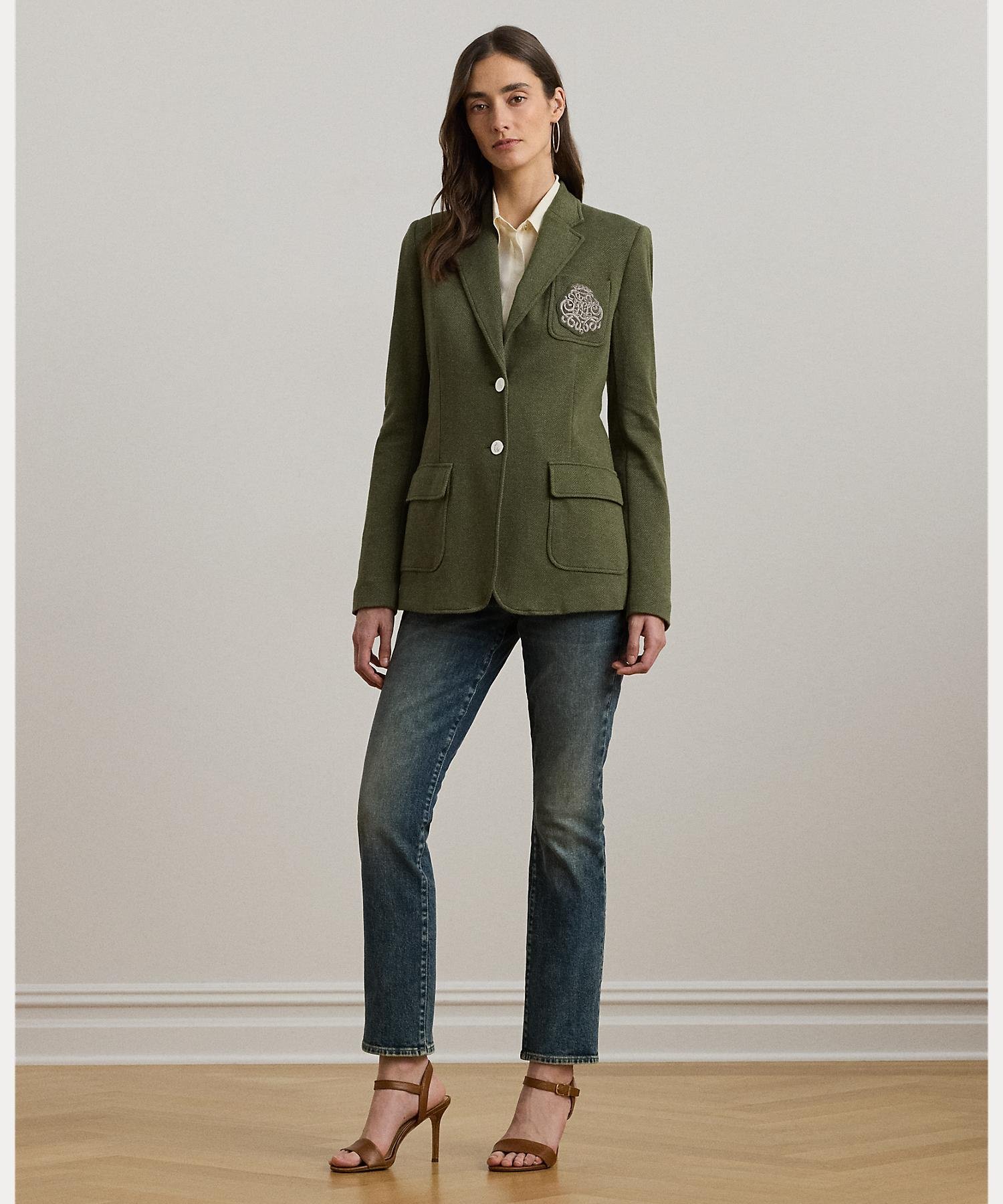 LAUREN RALPH LAUREN ブリオン ストレッチコットン ジャカード ブレザー ラルフローレン ジャケット・アウター テーラードジャケット・ブレザー グリーン【送料無料】