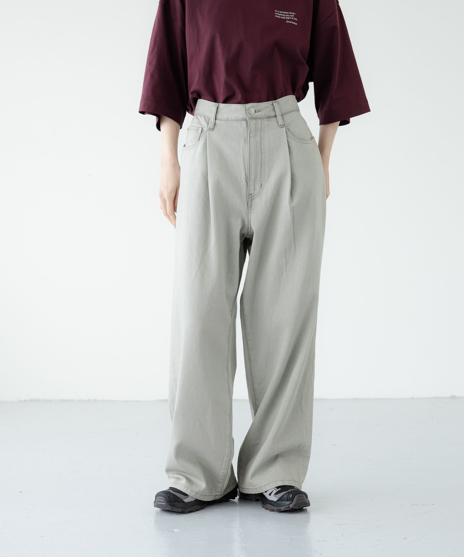 LOWRYS FARM 【LFM(U)】ライトDENIMタックワイドP【UNISEX】 ローリーズファーム パンツ ジーンズ・デニムパンツ ブラック ブルー グレー ブラウン