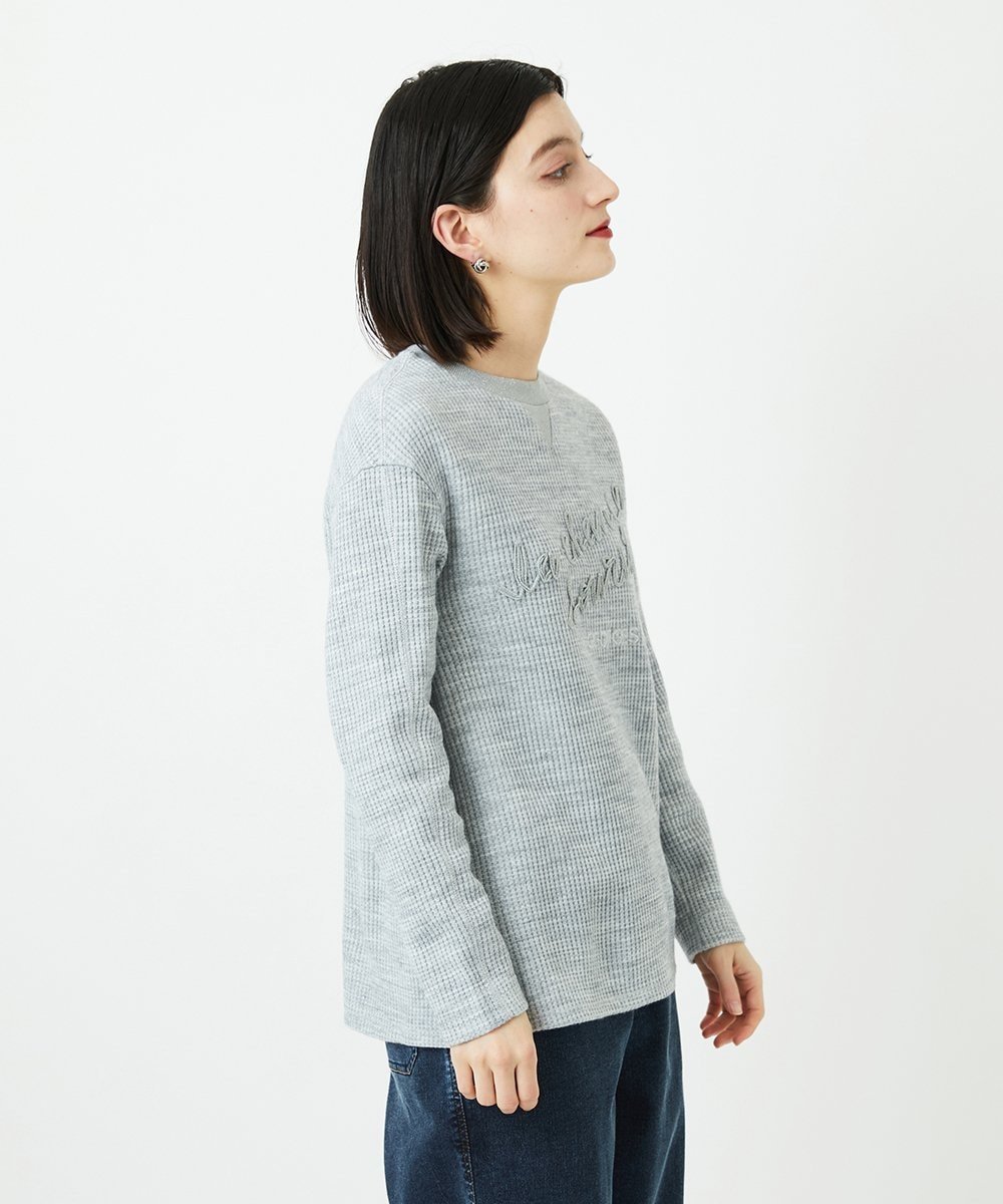 （小さいサイズ） ラメニットテープロゴ刺繍プルオーバー メゾンドゥサンク トップス カットソー・Tシャツ ホワイト