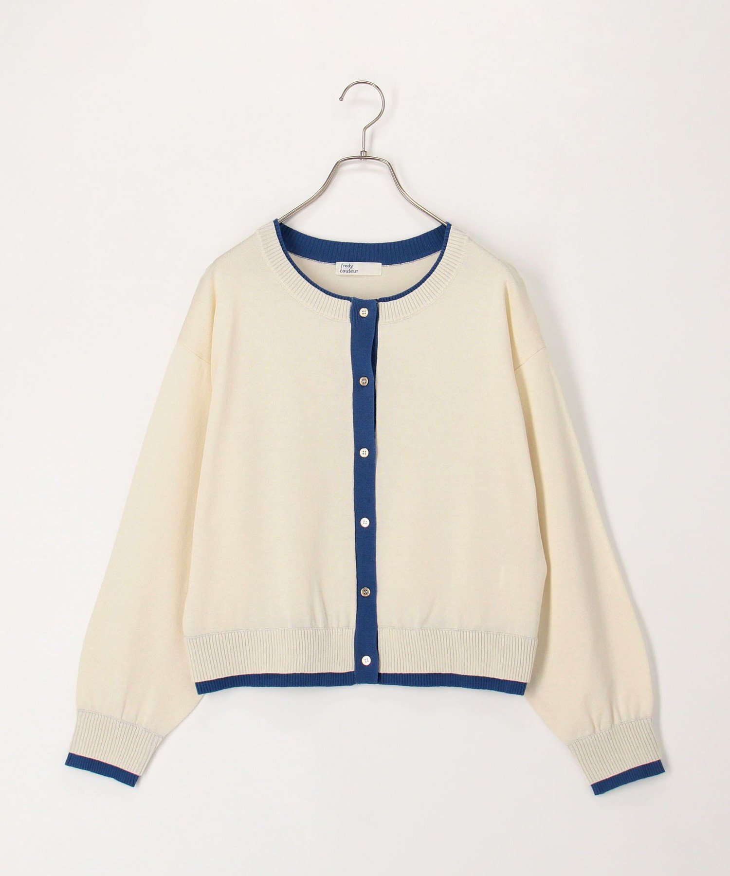 【SALE／20%OFF】fredy couleur 配色レイヤード風カーディガン フレディ アンド グロスター トップス ニット ブラック ピンク ブラウン ホワイト【送料無料】