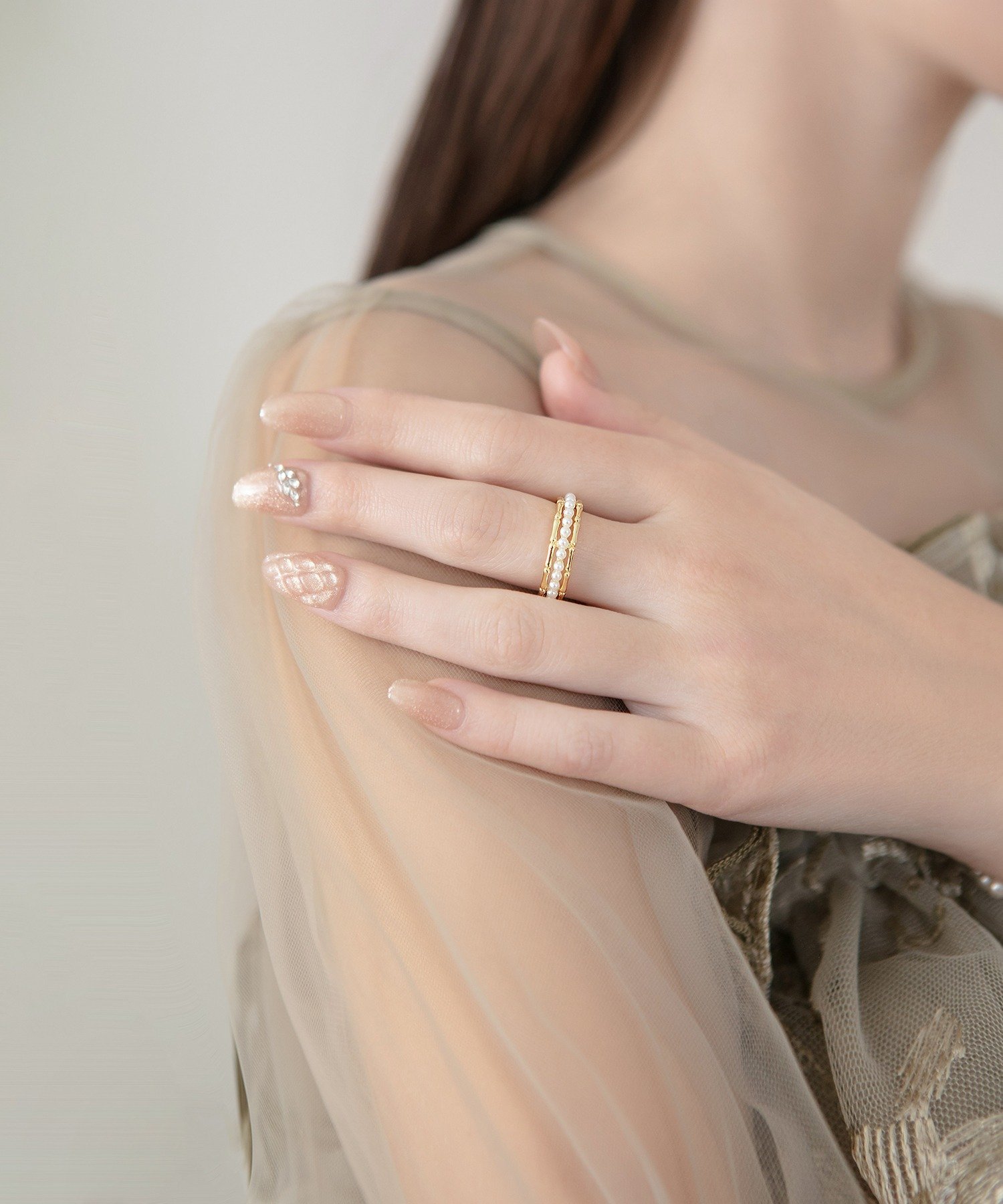 Leja エタニティパールエッジゴールドリング結婚式アクセ レジャ アクセサリー・腕時計 リング・指輪 ゴールド