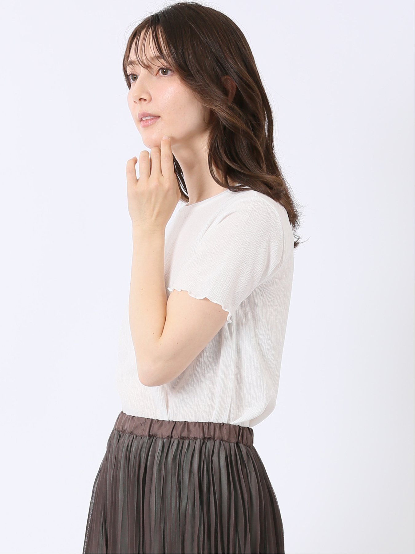 【SALE／10%OFF】m.f.editorial ストレッチ 楊柳 クルーネック 半袖 Tシャツ タカキュー トップス カットソー・Tシャツ ホワイト