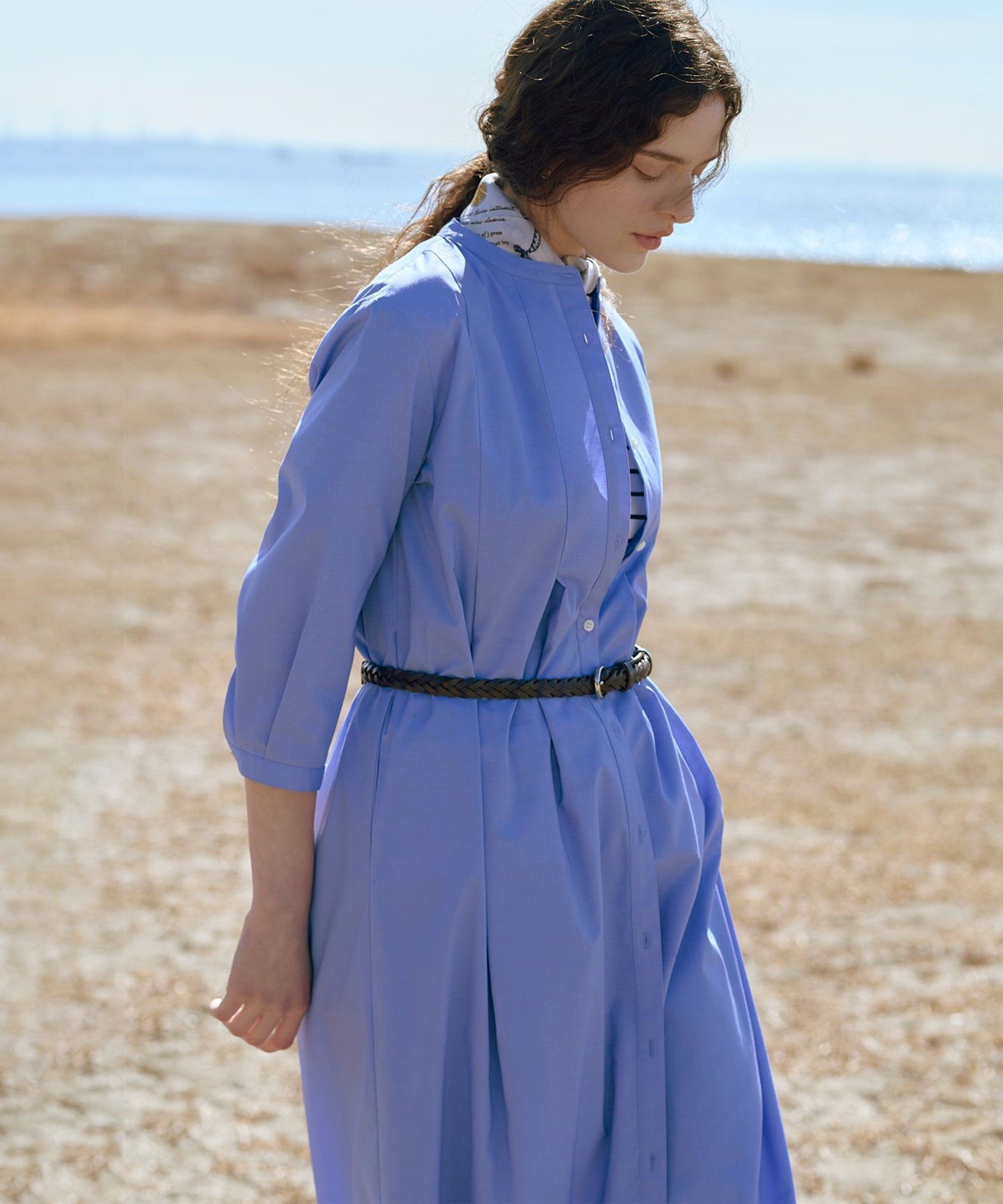 J.PRESS 【WEB限定】SOFT TC ストレッチ シャツ ワンピース ジェイプレス ワンピース・ドレス ワンピース ブルー