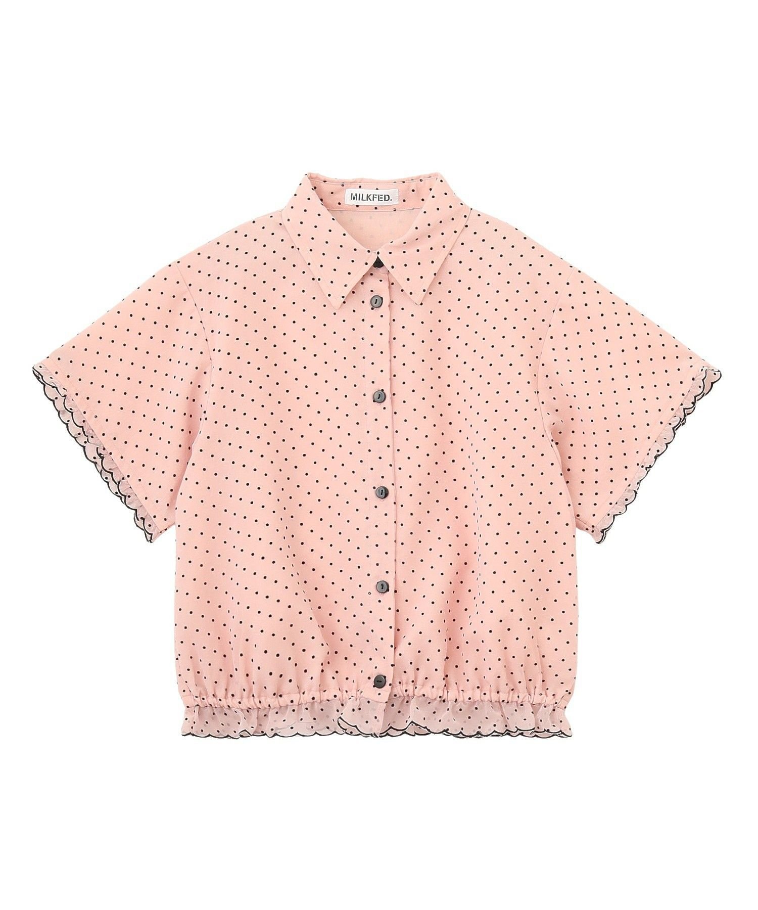 MILKFED. SHEER SCALLOP SHIRT ミルクフェド トップス シャツ・ブラウス ホワイト ブラック