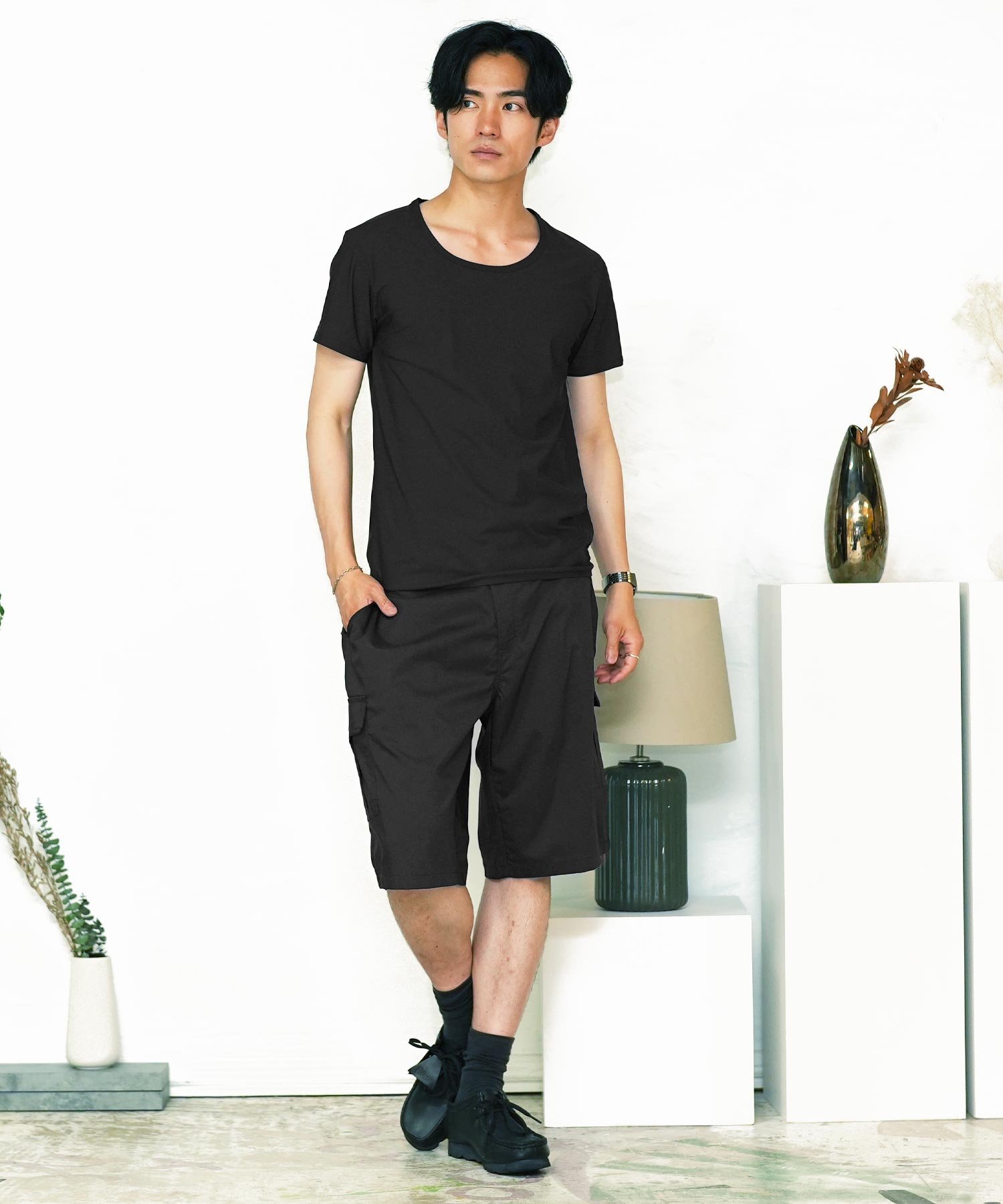 JIGGYS SHOP SELECT 接触冷感 インナーTシャツ Uネック 吸汗速乾 半袖 ストレッチ 春夏 26SS ジギーズショップ トップス カットソー・Tシャツ ブラック ホワイト