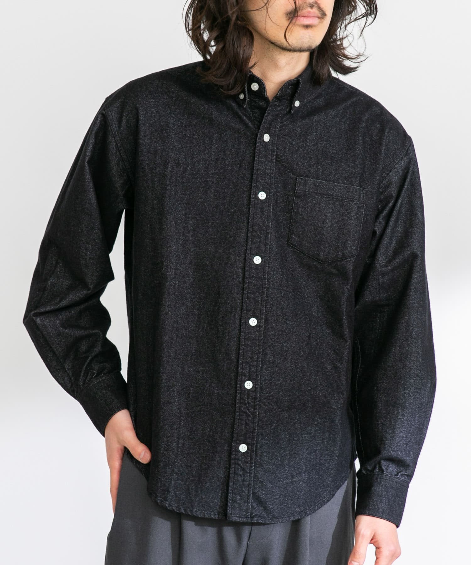 【SALE／40%OFF】Sonny Label 起毛オックスボタンダウンシャツ サニーレーベル トップス シャツ・ブラウス ブラック ネイビー ブルー ホワイト