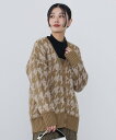 【SALE/30%OFF】BEAMS HEART WOMEN 千鳥格子柄 オーバーサイズ Vネック カーディガン ビームス アウトレット トップス カーディガン ブラック カーキグリーン【送料無料】