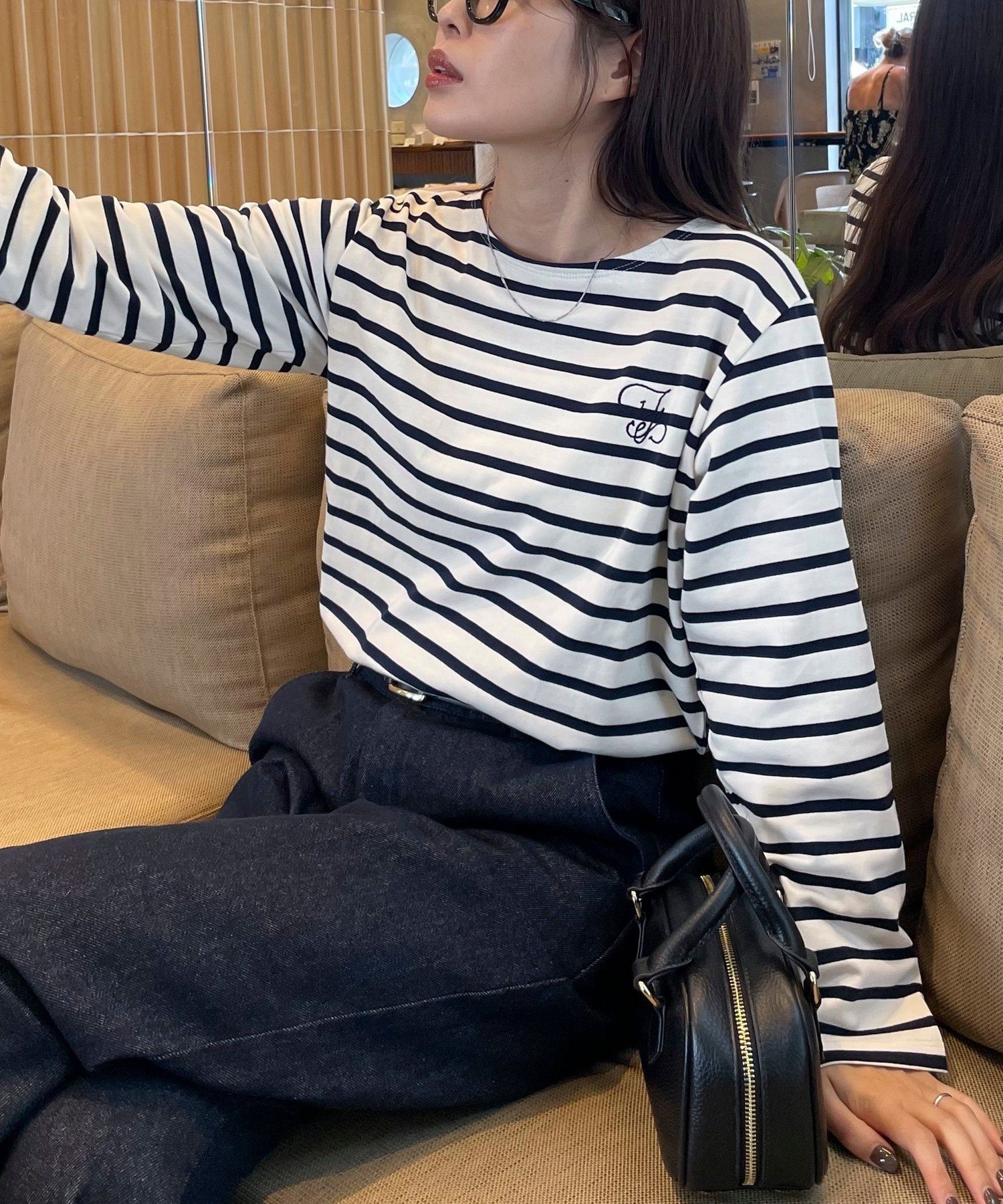 fredy emue コンパクトボーダーロンTシャツ フレディ アンド グロスター トップス カットソー・Tシャツ ベージュ ブルー ブラック レッド【送料無料】のサムネイル