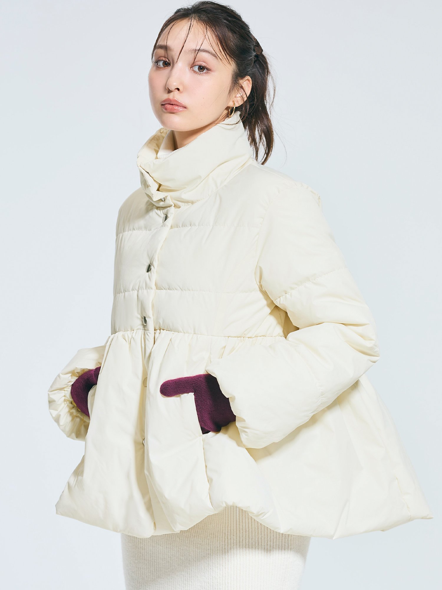 coca 中綿スタンドカラーフレアブルゾン コカ パンツ スラックス・ドレスパンツ ブラック ホワイト【送料無料】のサムネイル