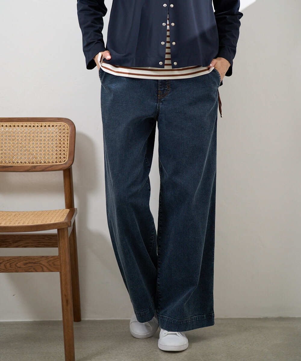 [セットアップ対応]ジャージーデニムワイドパンツ ジョルジュ・レッシュ パンツ その他のパンツ ブルー