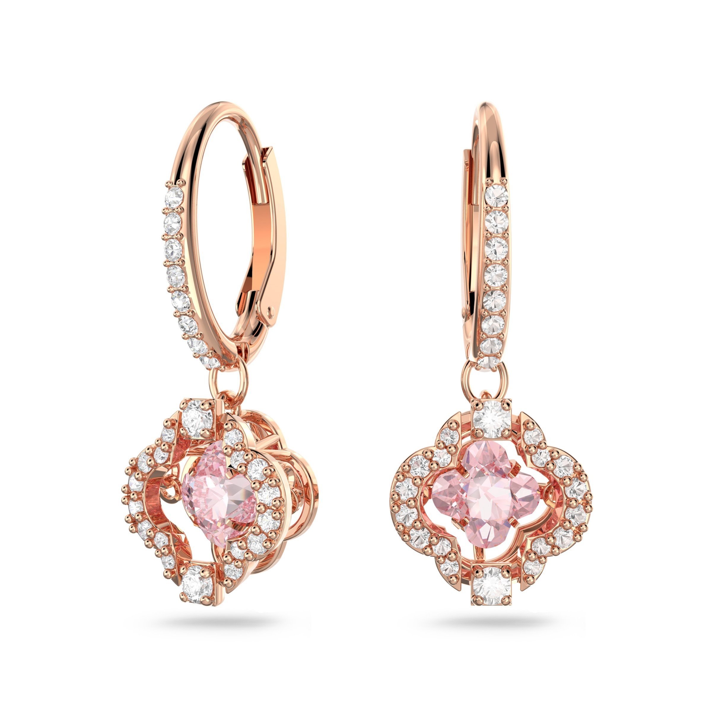 スワロフスキー ピアス（レディース） SWAROVSKI 【公式】【スワロフスキー】Swarovski Sparkling Dance ドロップピアス, クローバー, ピンク, ローズゴールドトーン・プレーティング スワロフスキー アクセサリー・腕時計 ピアス ピンク【送料無料】