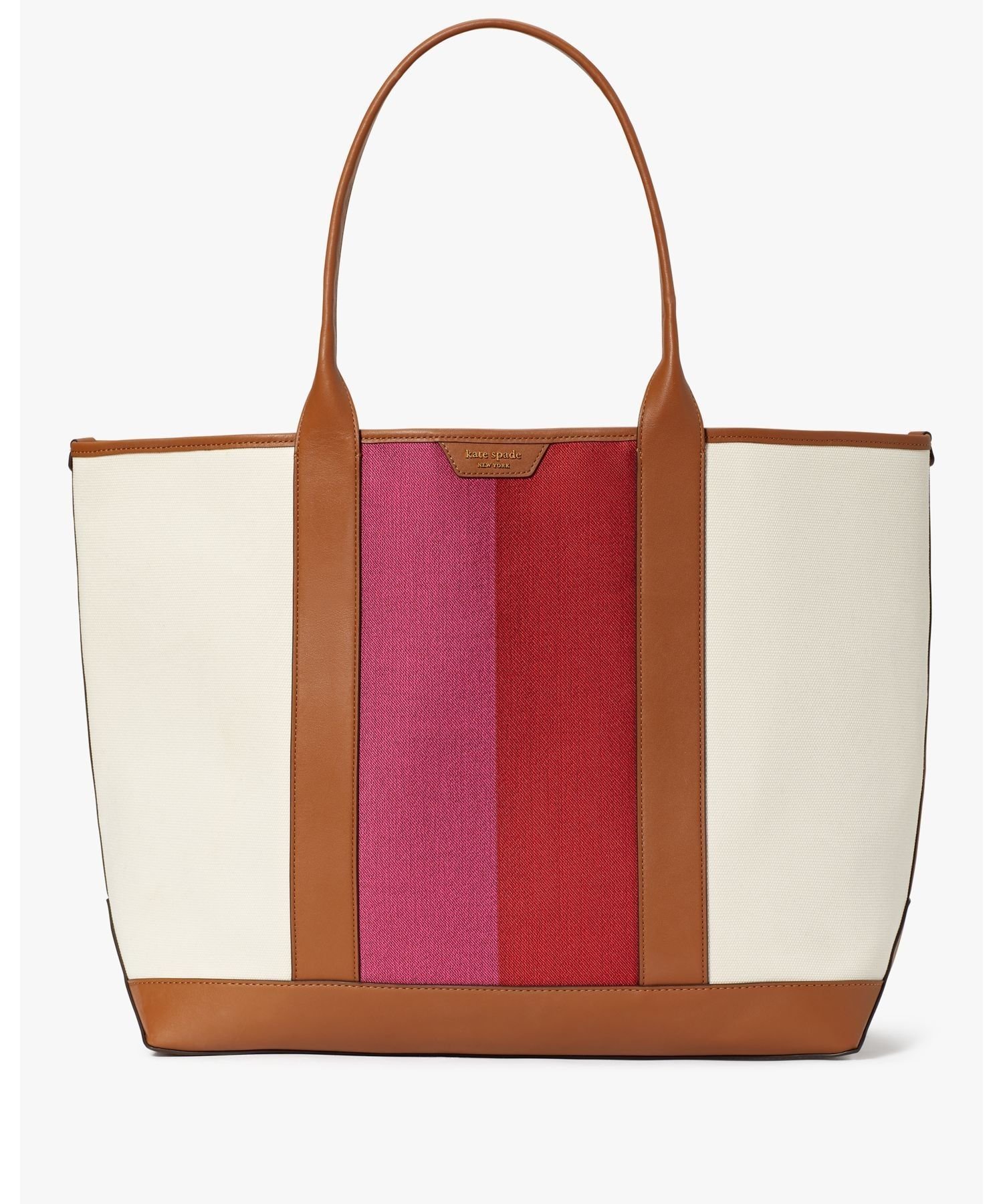 ケイトスペード トートバッグ レディース 【SALE／65%OFF】kate spade new york レーシング ストライプ キャンバス ラージ トート ケイトスペードニューヨーク バッグ トートバッグ ブラウン【送料無料】