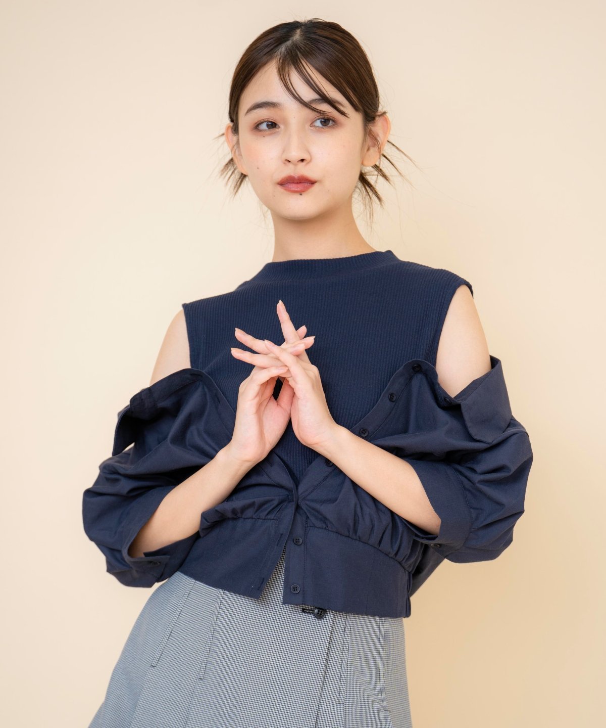 REDYAZEL シャツレイヤードトップス レディアゼル トップス カットソー・Tシャツ ブラック ベージュ ホワイト
