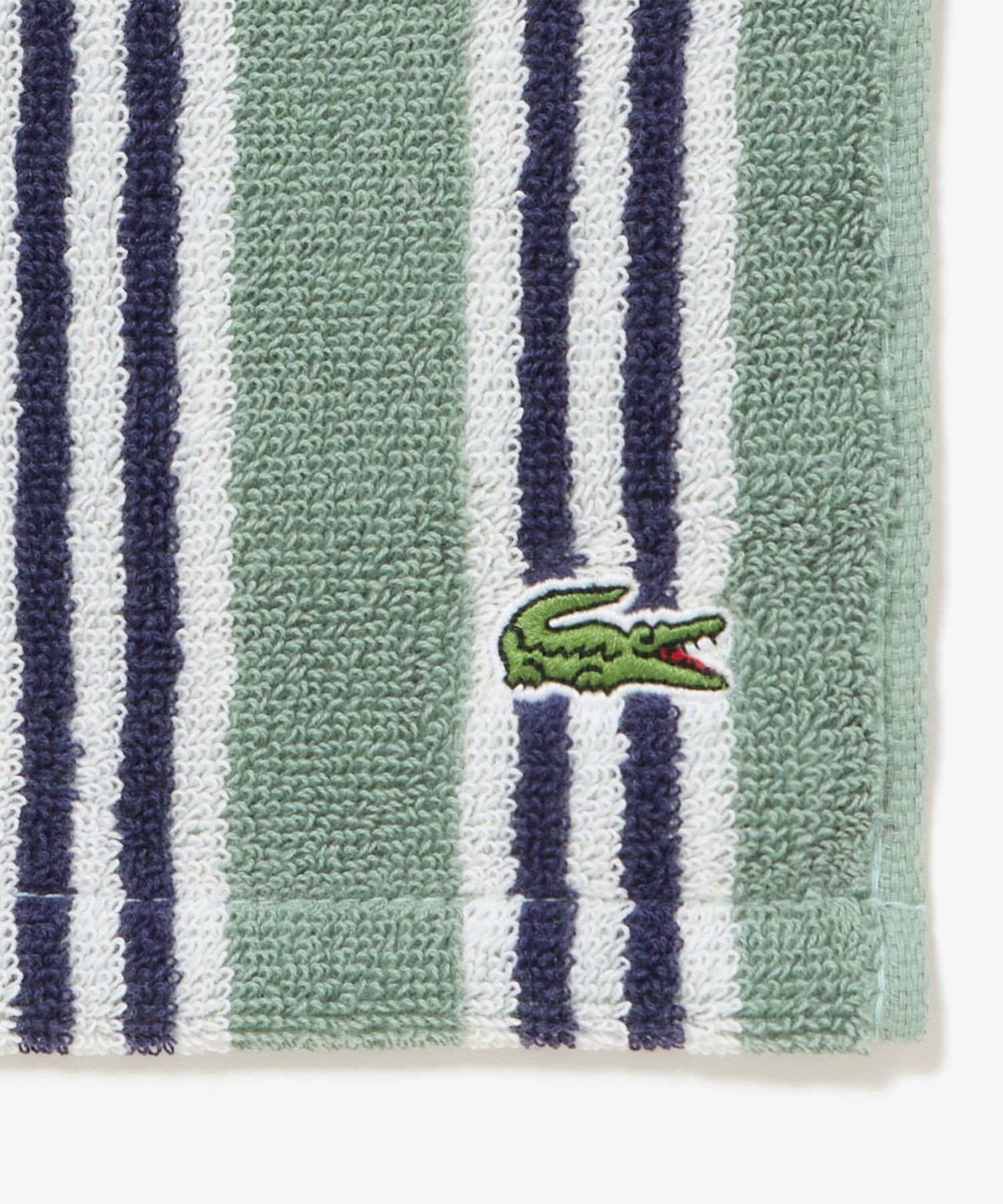 LACOSTE ストライプハンカチタオル ラコステ ファッション雑貨 ハンカチ・ハンドタオル グリーン ベージュ