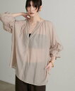 【SALE/40%OFF】LARUTA シアーラグランギャザースリーブブラウス ラルータ トップス シャツ・ブラウス ベージュ ブラック ブルー ピンク ホワイト【送料無料】