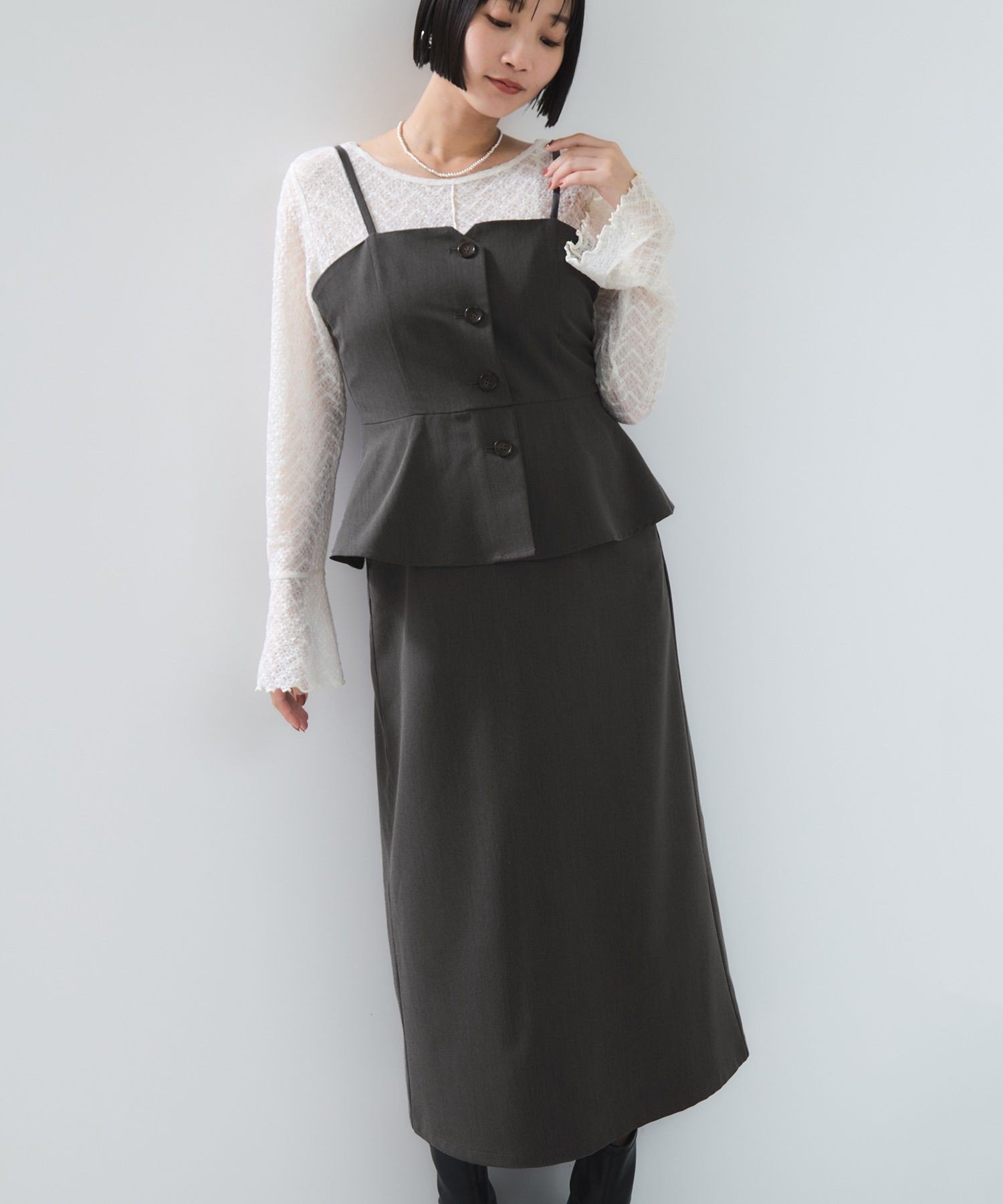 VIS ビスチェドッキングライクキャミワンピース ビス ワンピース・ドレス ワンピース グレー【送料無料】