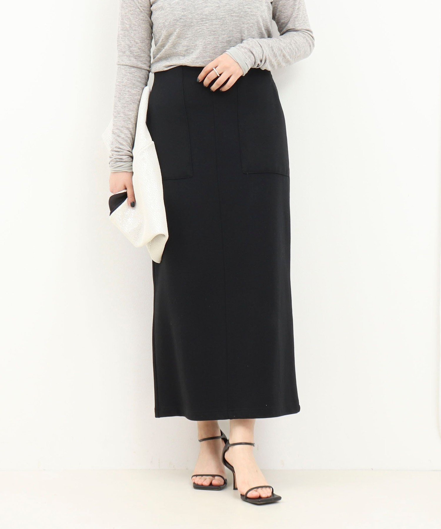【SALE／40%OFF】MICO COULIER リブナロースカート ノーリーズ スカート ミディアムスカート ブラック カーキグリーン【送料無料】