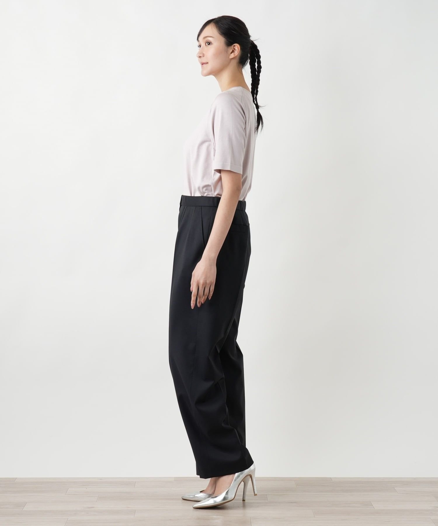 Leilian PLUS HOUSE センタープレスパンツ レリアン プラスハウス パンツ その他のパンツ ネイビー