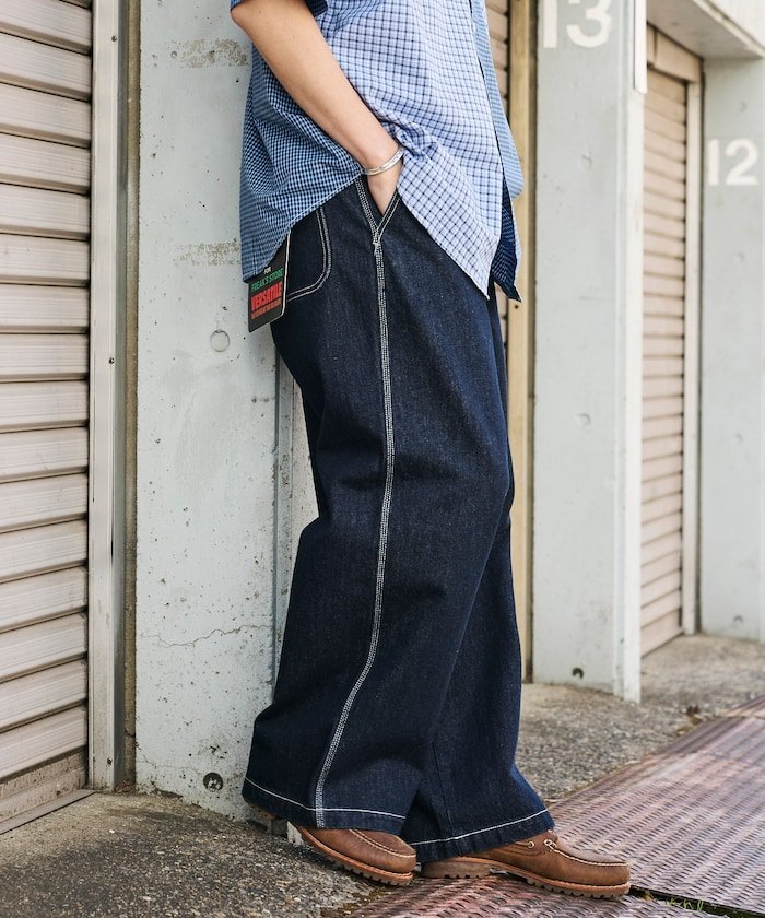 RED KAP 別注 SMU PT-20 DENIM WIDE WORK PANTS フリークスストア パンツ ジーンズ・デニムパンツ ホワイト ブラック ネイビー