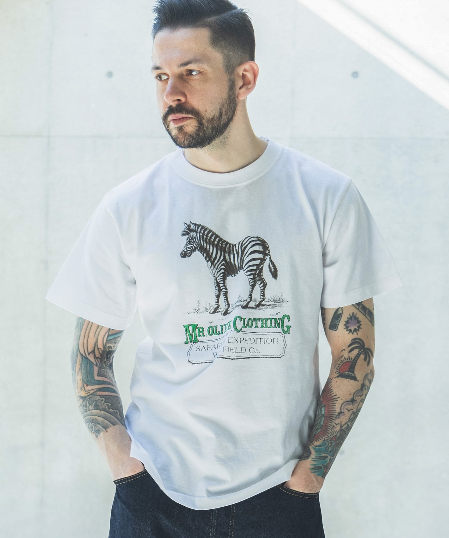 MR.OLIVE SAFARI & EXPEDUTION/ZEBRA T-SHIRT ミスターオリーブ トップス カットソー・Tシャツ ホワイト