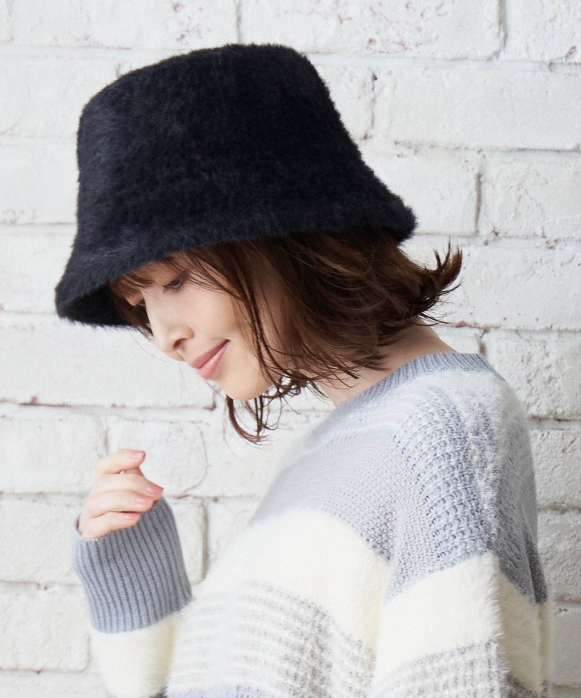 【SALE／50%OFF】ikka シャギーハット イッカ 帽子 その他の帽子 ブラック ベージュ