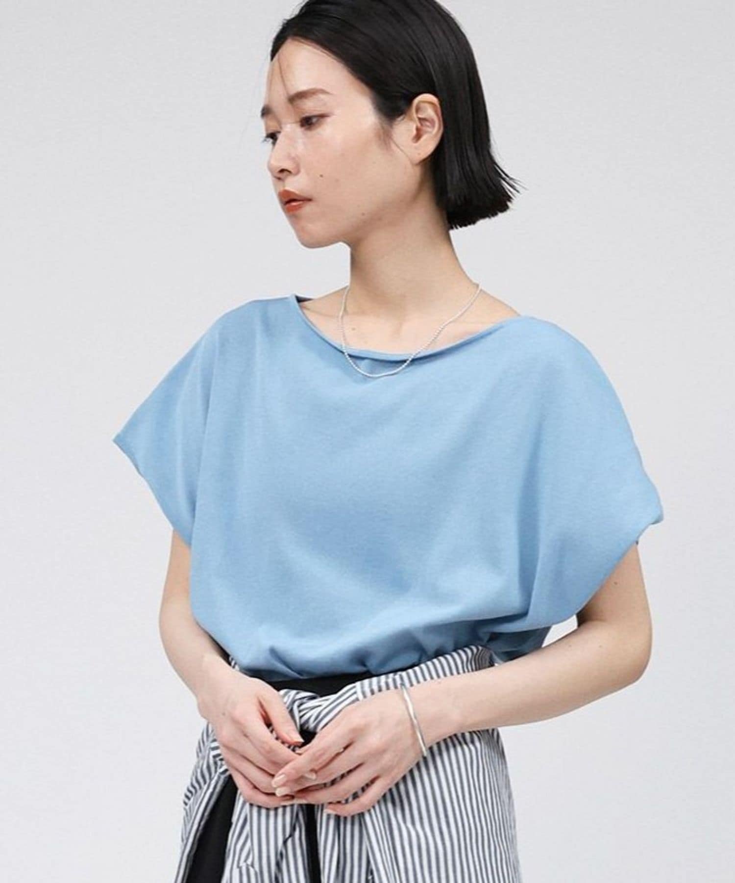 【SALE／60%OFF】BABYLONE コットンストレッチプルオーバー バビロン トップス カットソー・Tシャツ ブルー ブラック ホワイト【送料無料】