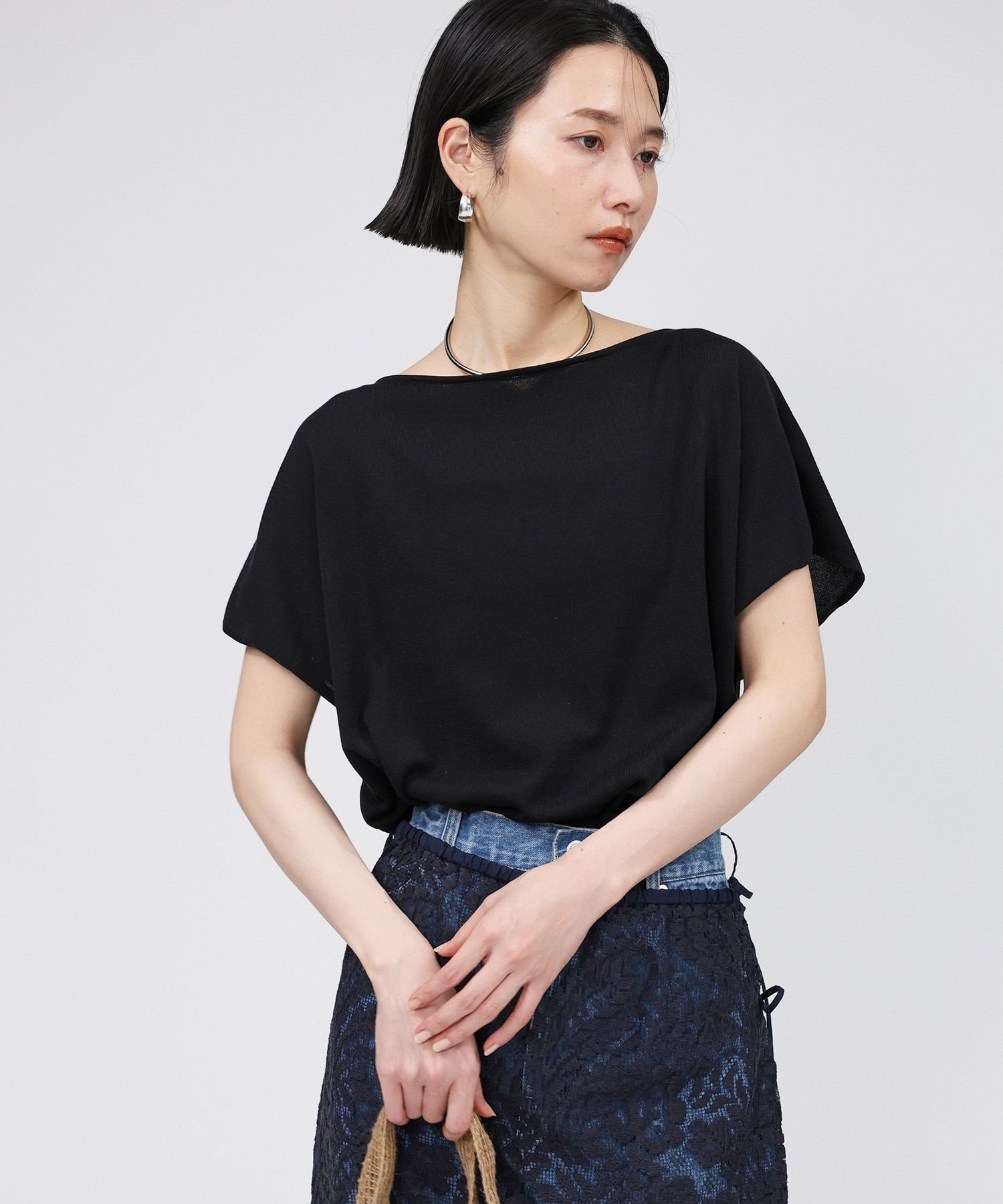 【SALE／60%OFF】BABYLONE コットンストレッチプルオーバー バビロン トップス カットソー・Tシャツ ブルー ブラック ホワイト【送料無料】