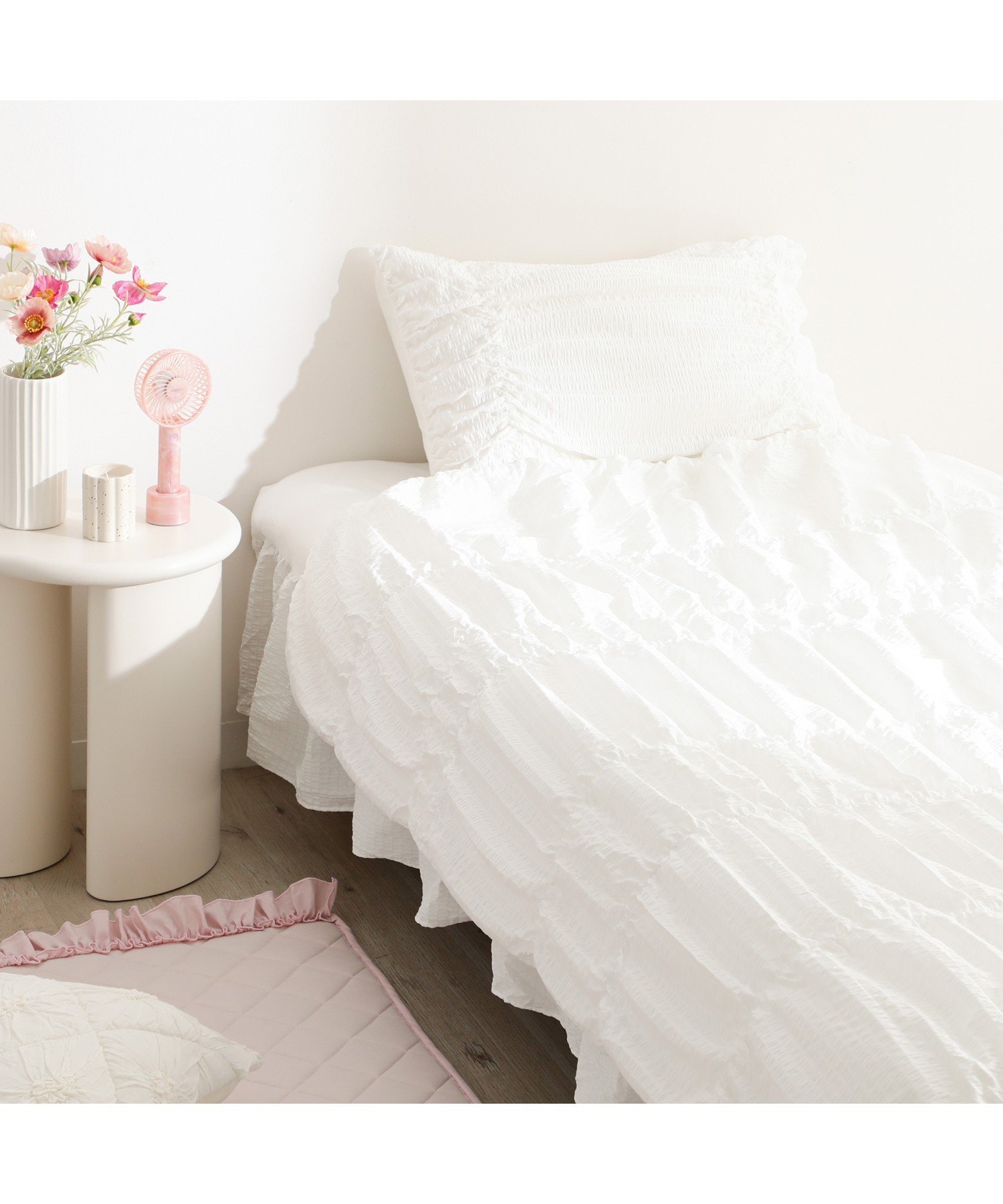 【SALE／29%OFF】Francfranc ふわろ 夏でもさらっともちもち 肌掛けふとん ギャザー ダブル WH フランフラン インテリア・生活雑貨 その他のインテリア・生活雑貨 ホワイト【送料無料】のサムネイル