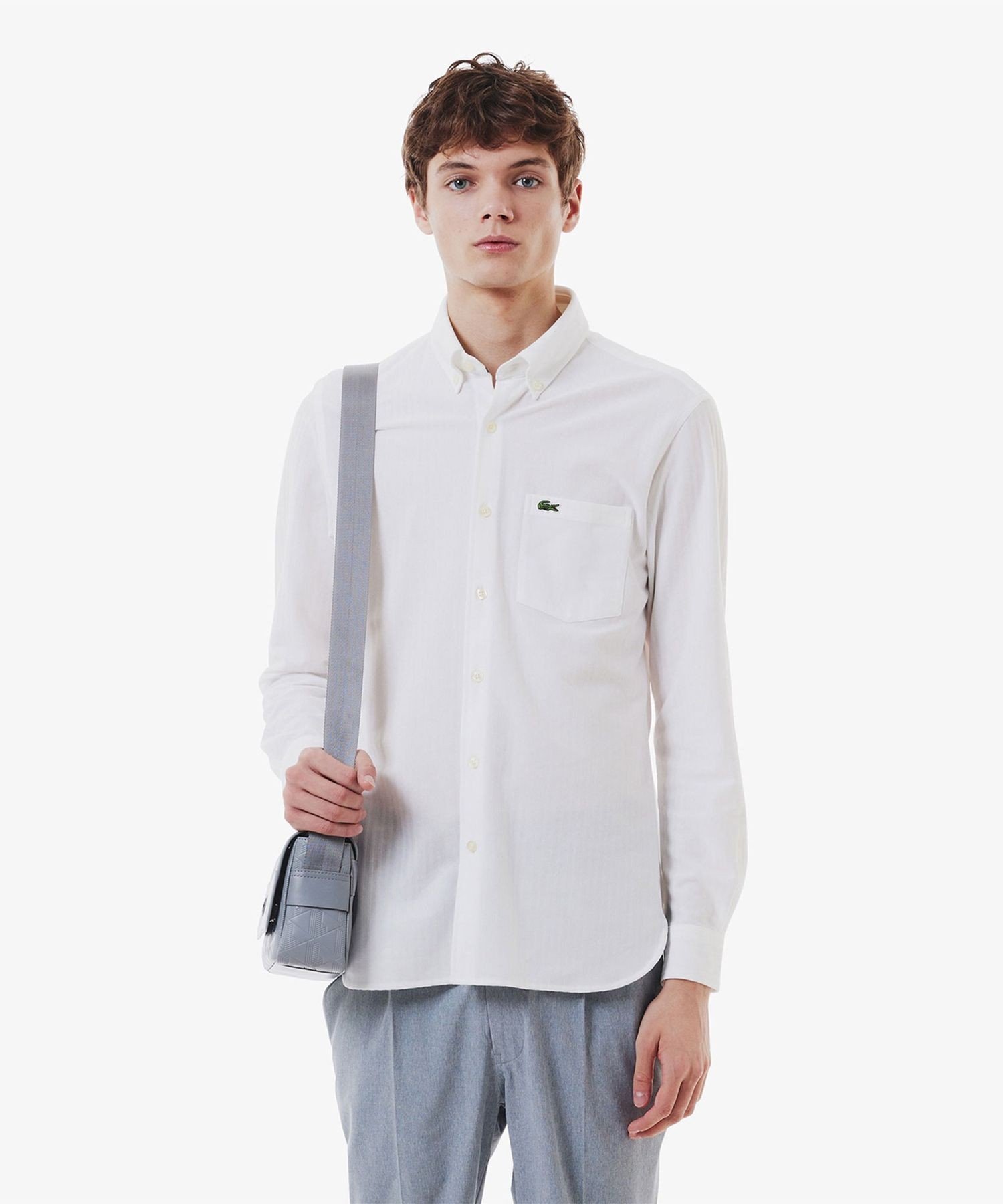 LACOSTE ジャカードストライプボタンダウンジャージシャツ ラコステ トップス シャツ・ブラウス ネイビー ホワイト【送料無料】