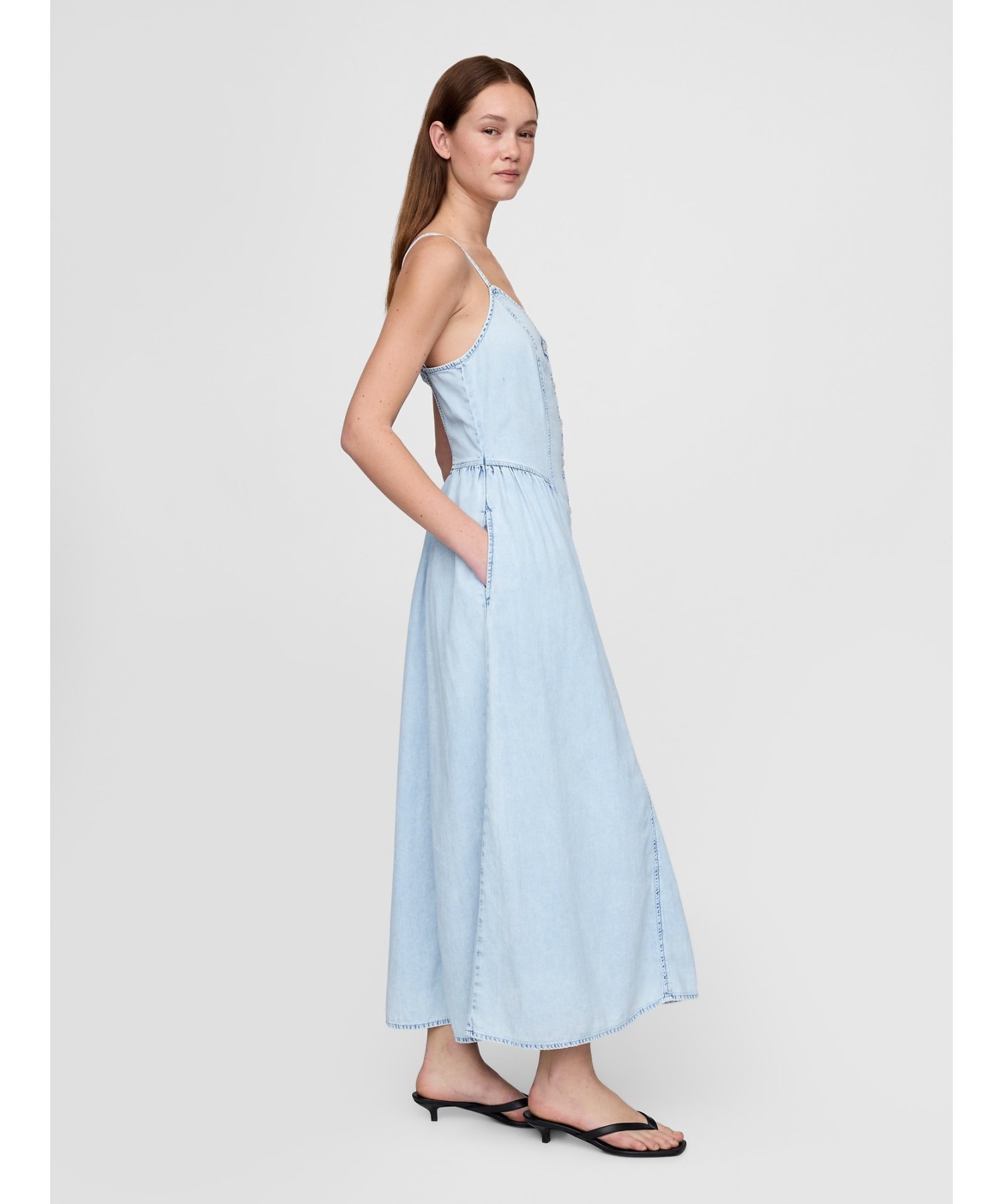 【SALE／57%OFF】GAP (W)デニム シーム マキシワンピース ギャップ ワンピース・ドレス ワンピース ブルー【送料無料】