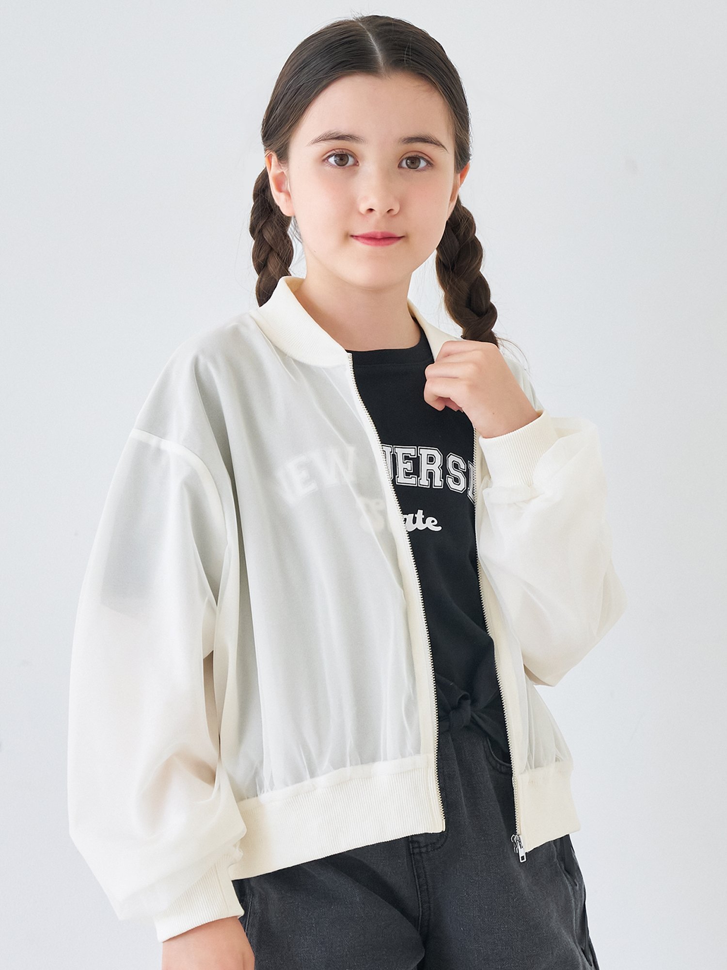 coca キッズ シアーブルゾン コカ ジャケット・アウター ブルゾン・ジャンパー ホワイト ブラック