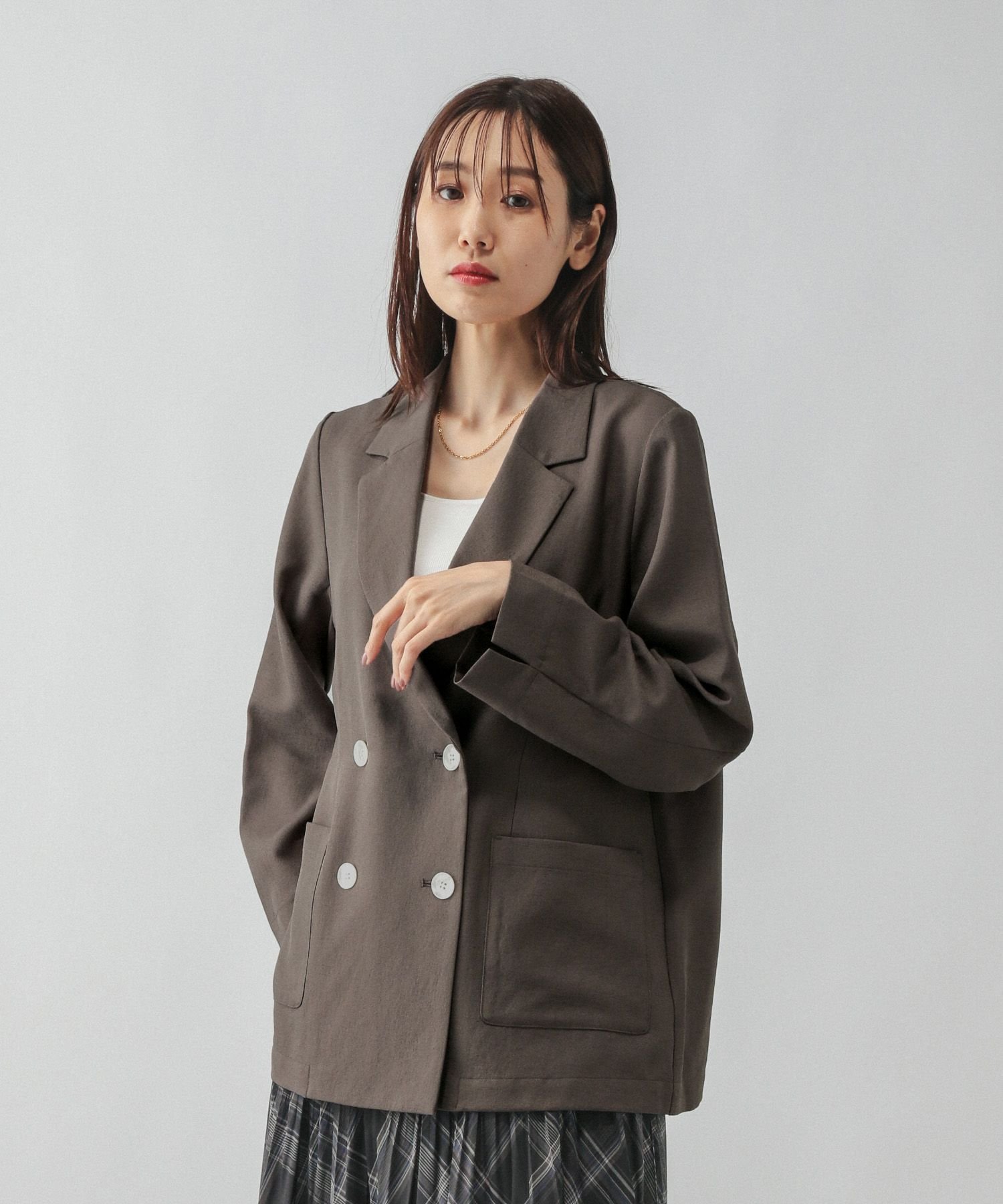 【SALE／50%OFF】GLOBAL WORK セミシアーダブルジャケット/580889 グローバルワーク ジャケット・アウター テーラードジャケット・ブレザー ブラウン ブラック stylife-15217257 Rakuten Fashion サンプル画像2