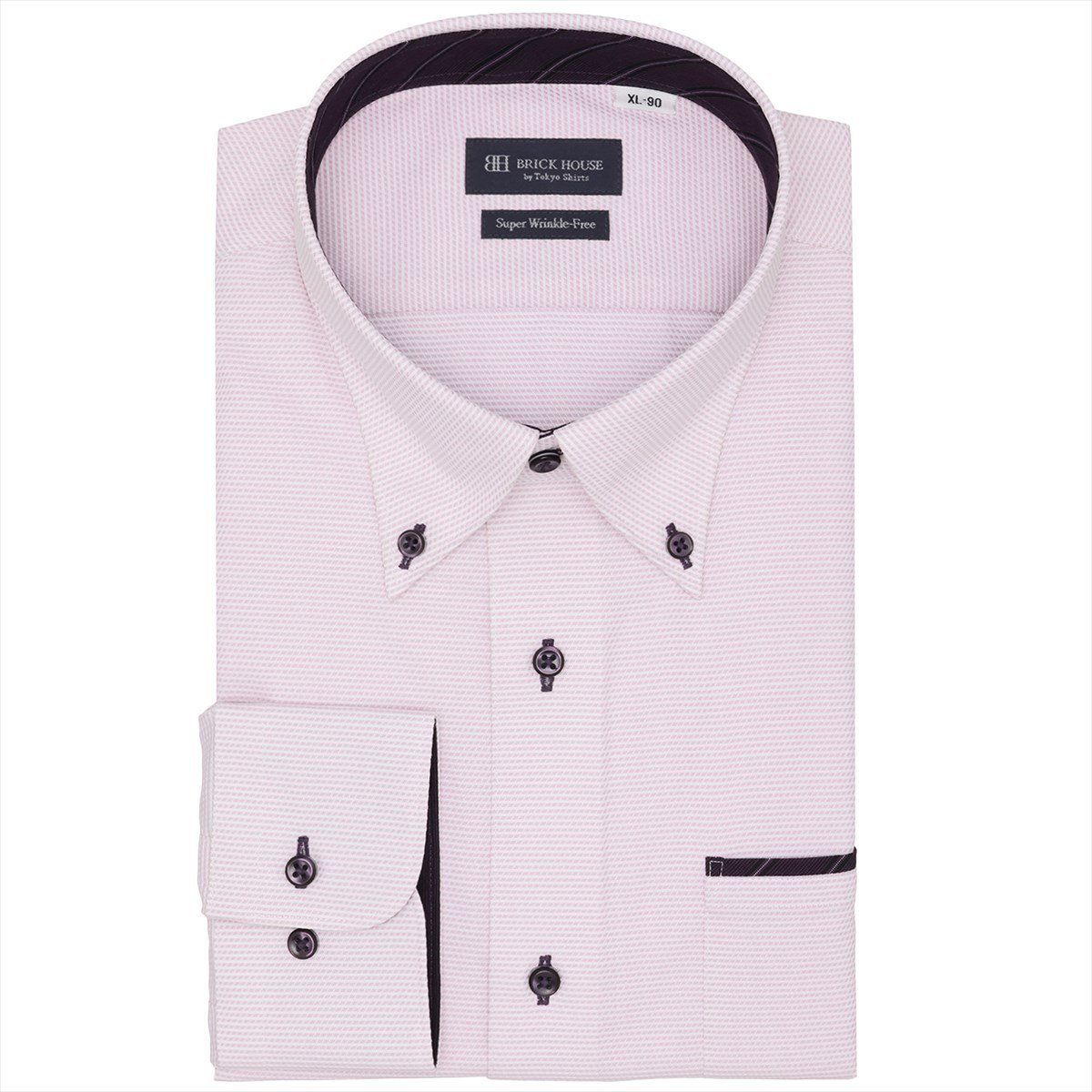 【SALE／26%OFF】BRICK HOUSE by Tokyo Shirts 【超形態安定・大きいサイズ】 ボタンダウン 長袖 形態安定 ワイシャツ BM01J702AA13B1V-01 トーキョーシャツ スーツ・フォーマル Yシャツ・カッターシャツ パープル【送料無料】