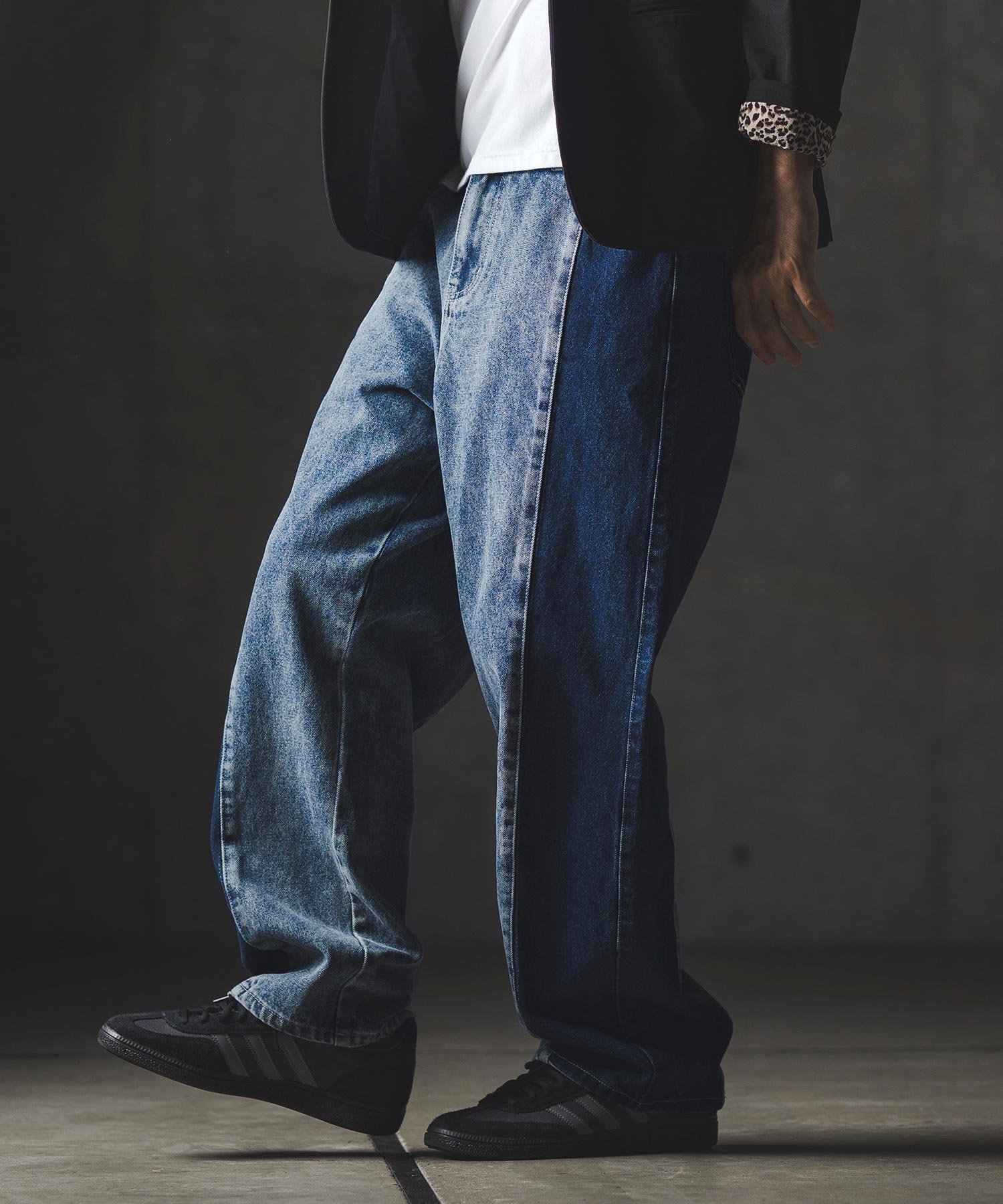 GLIMCLAP mp13874-Denim wide-leg trousers-Reconstructed design- デニムパンツ カンビオ パンツ その他のパンツ ネイビー【送料無料】