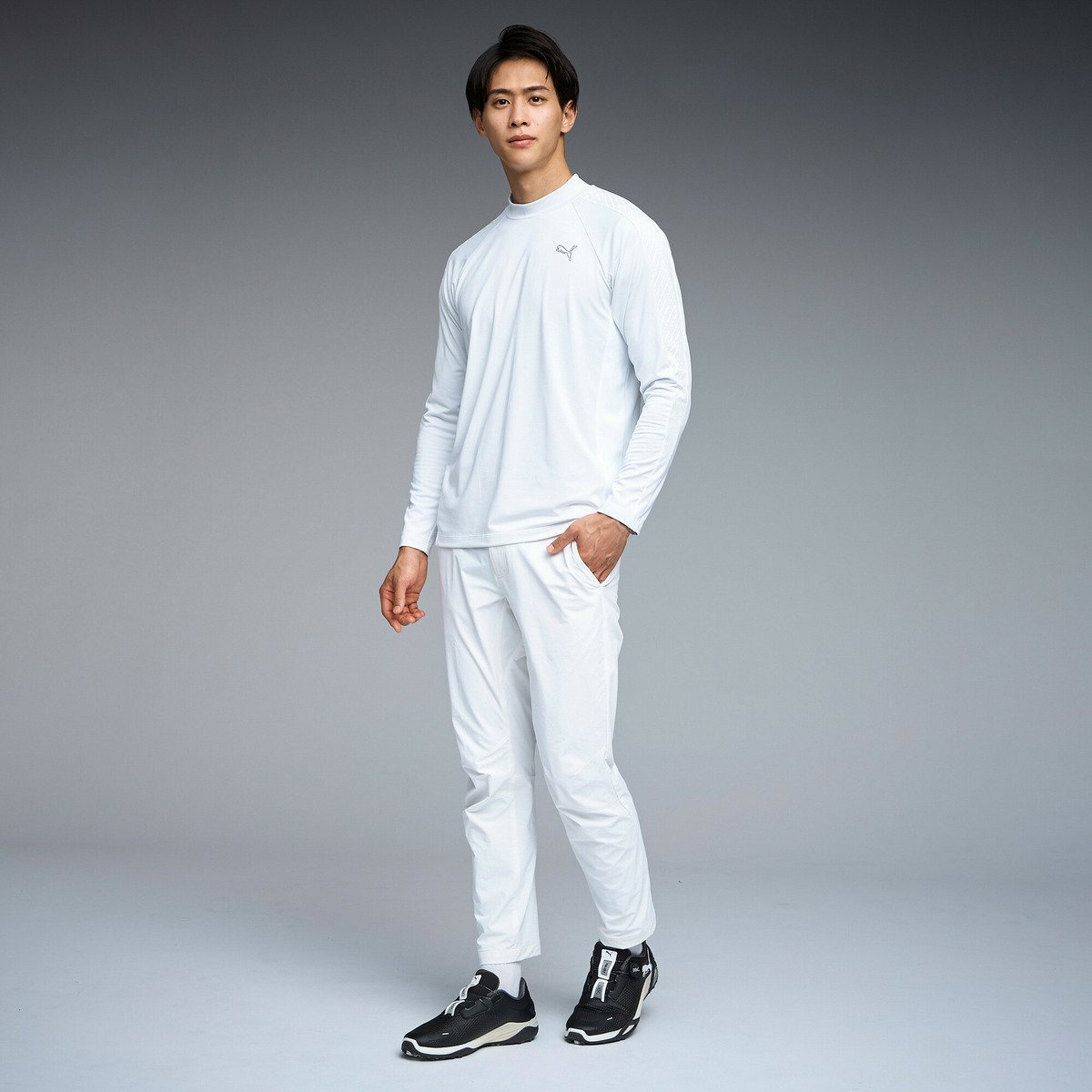 【SALE／30%OFF】PUMA メンズ ゴルフ シャドウキャット ハイネック 長袖 シャツ プーマ トップス カットソー・Tシャツ ホワイト【送料無料】