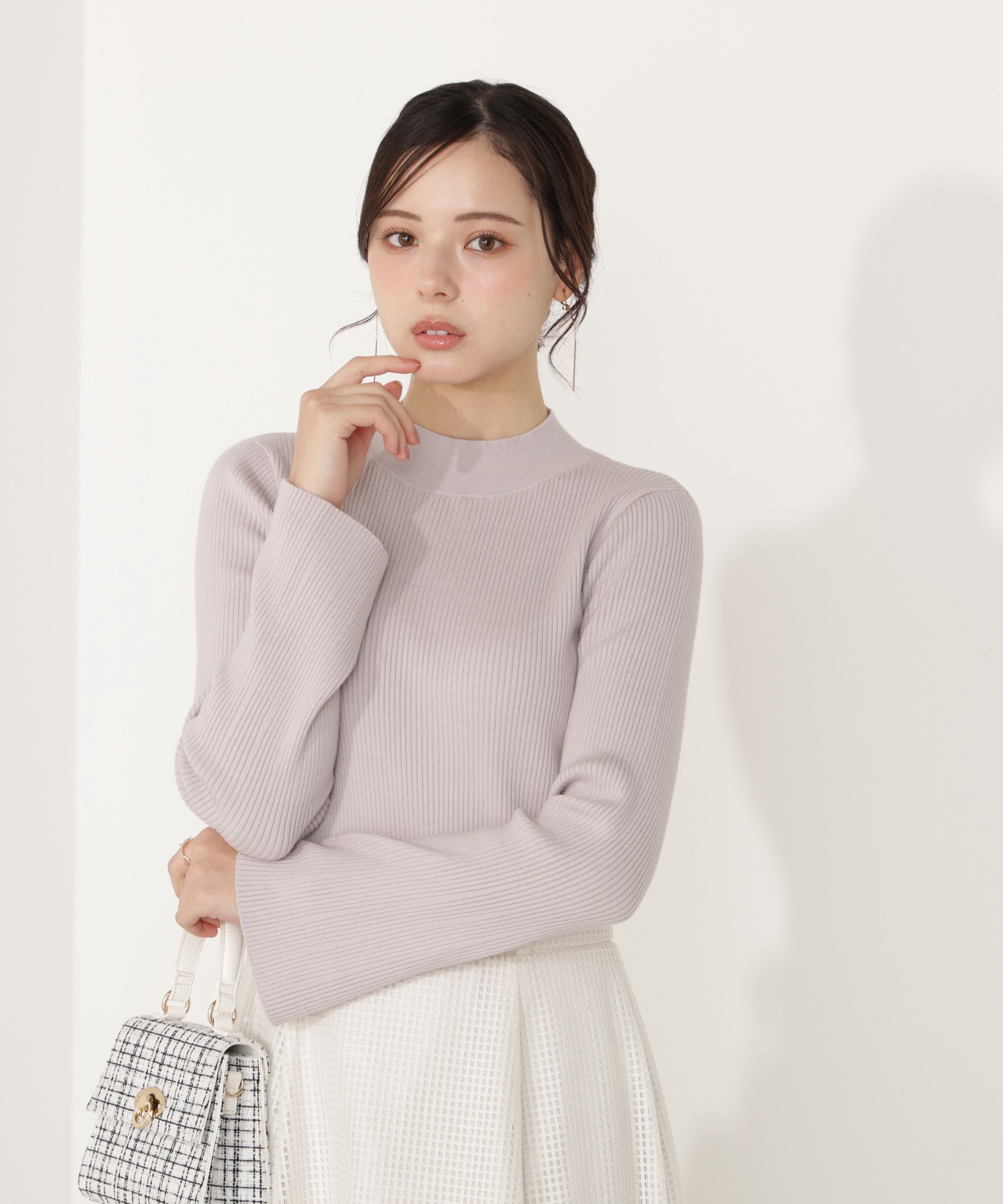 PROPORTION BODY DRESSING モックネックベーシックニット プロポーションボディドレッシング トップス ニット ブルー ピンク グレー