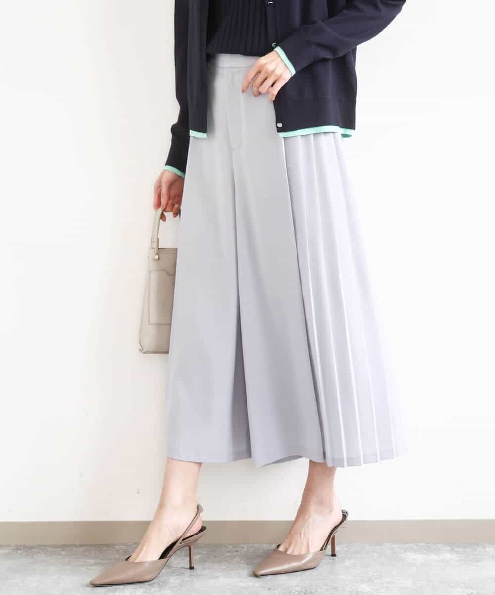 MK MICHEL KLEIN（小さいサイズ） 【小さいサイズ】サイドプリーツガウチョパンツ/洗える メゾンドゥサンク パンツ その他のパンツ ネイビー【送料無料】