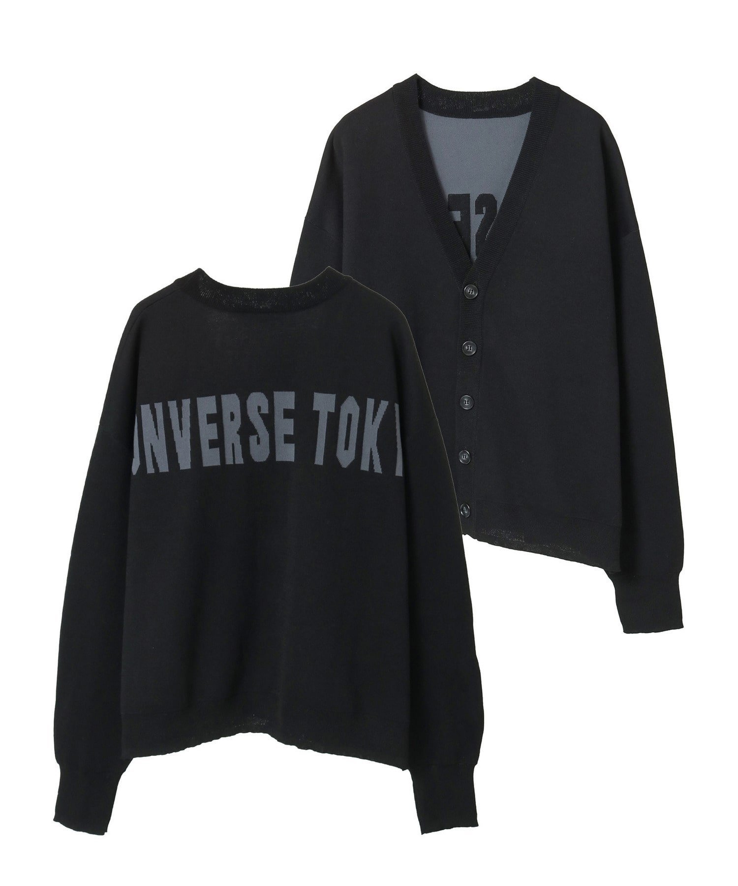 CONVERSE TOKYO WOMEN BACK LOGO SUMMER KNIT CARDIGAN コンバーストウキョウ トップス カーディガン グレー ブルー ブラック【送料無料】