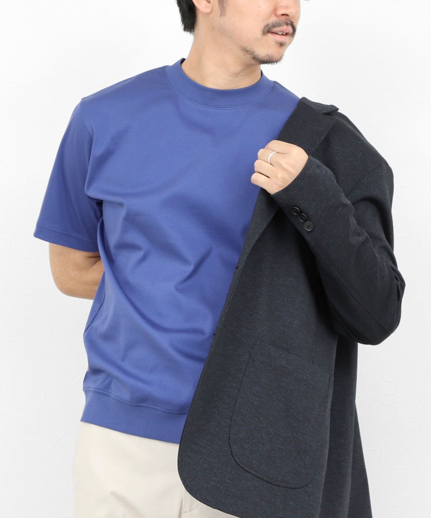 NOLLEY'S goodman 《ビジカジ対応》シルケットスムース クルーネックドレスTシャツ 26SS ノーリーズ トップス カットソー・Tシャツ ホワイト ネイビー ブルー グレー【送料無料】