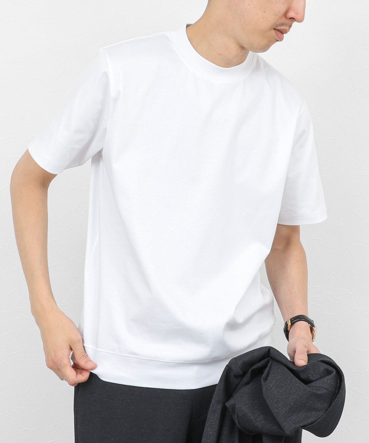 NOLLEY'S goodman 《ビジカジ対応》シルケットスムース クルーネックドレスTシャツ 26SS ノーリーズ トップス カットソー・Tシャツ ホワイト ネイビー ブルー グレー【送料無料】