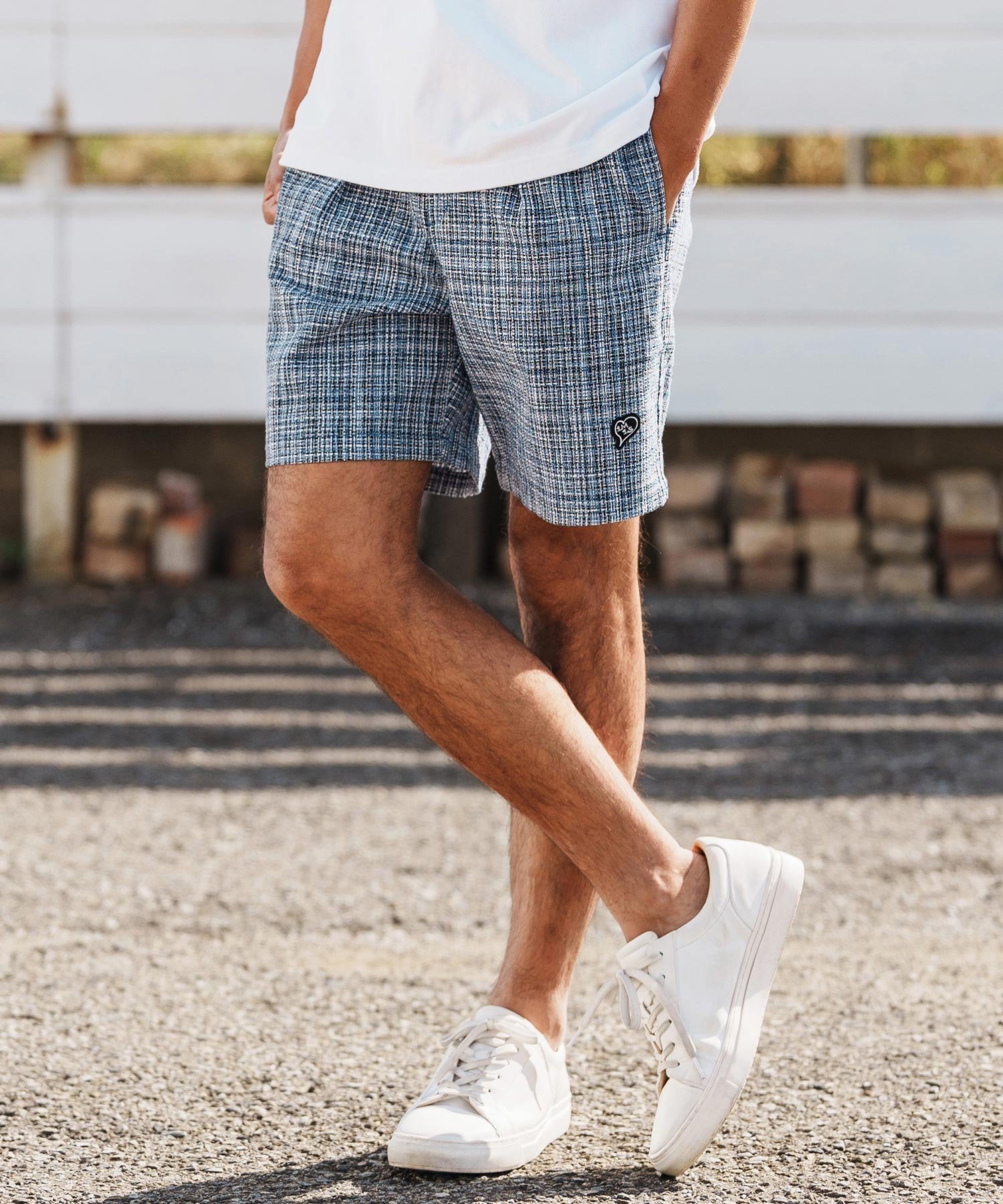 1minute 1second mp14366-summer tweed shorts イージーショートパンツ カンビオ パンツ その他のパンツ ブルー グレー ブラック