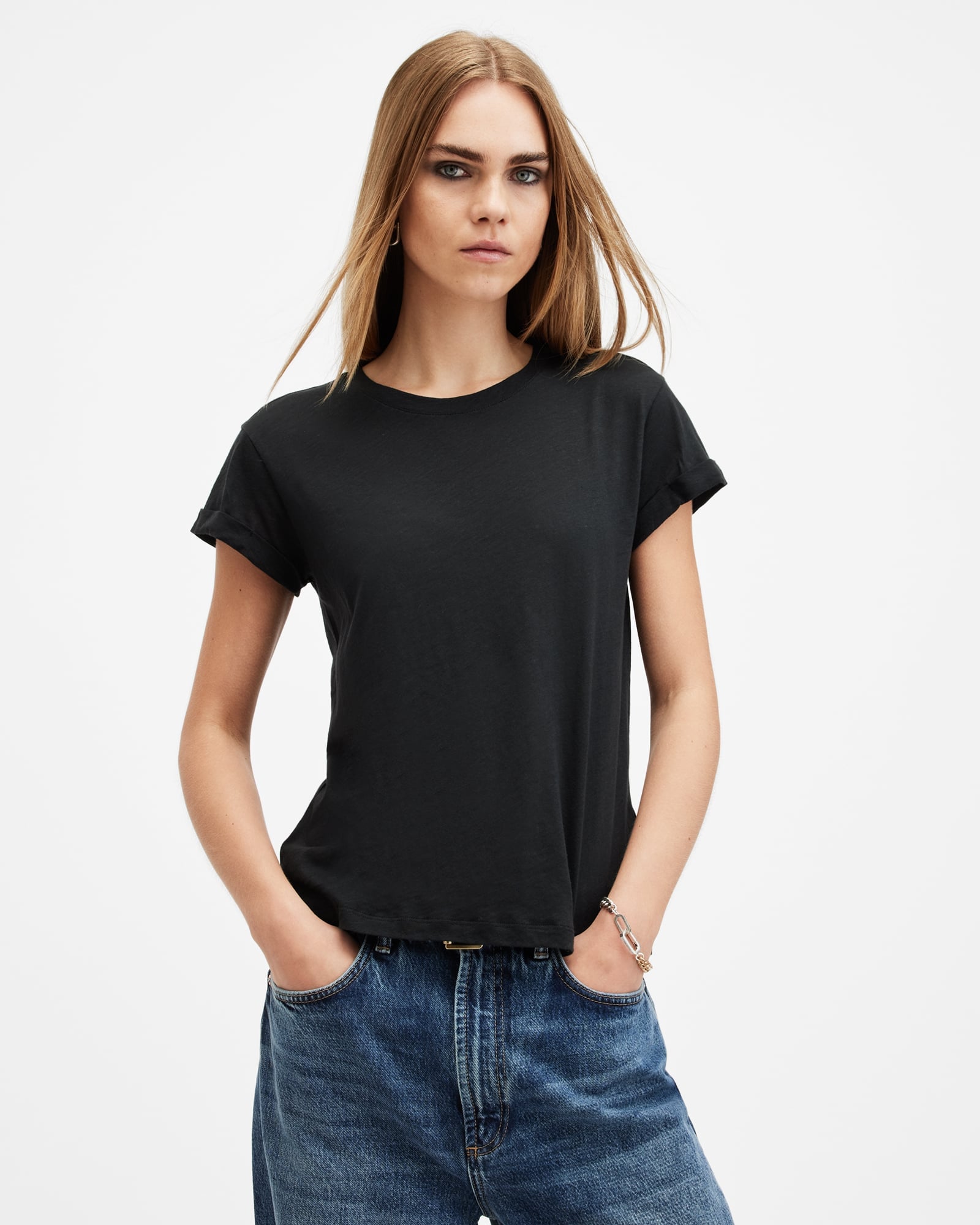 ALLSAINTS (W)ANNA TEE オールセインツ トップス カットソー・Tシャツ ブラック